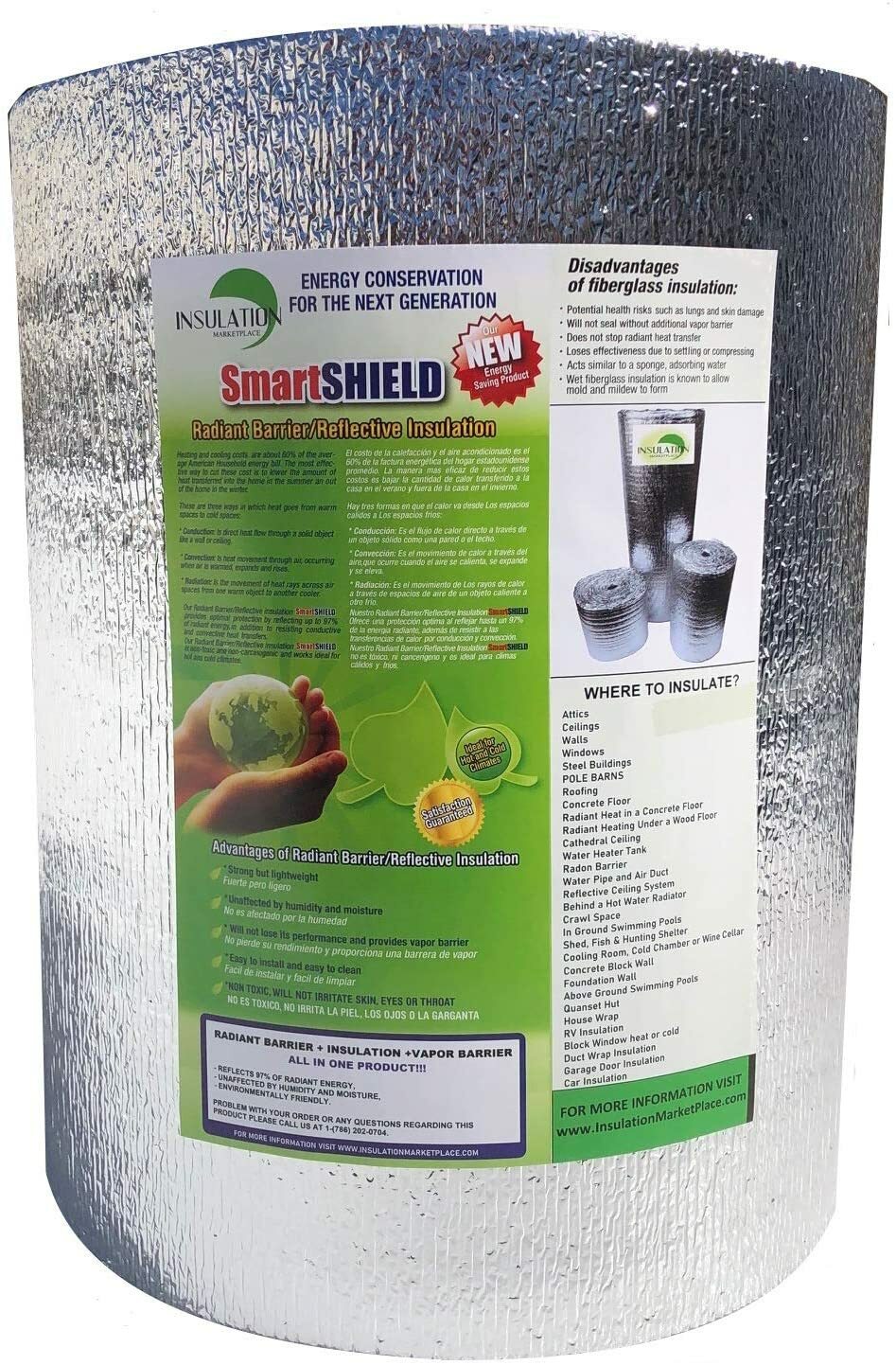 SmartSHIELD-5mm 48″X100ft Reflective Insulation Roll Foam Core Radiant Barrier