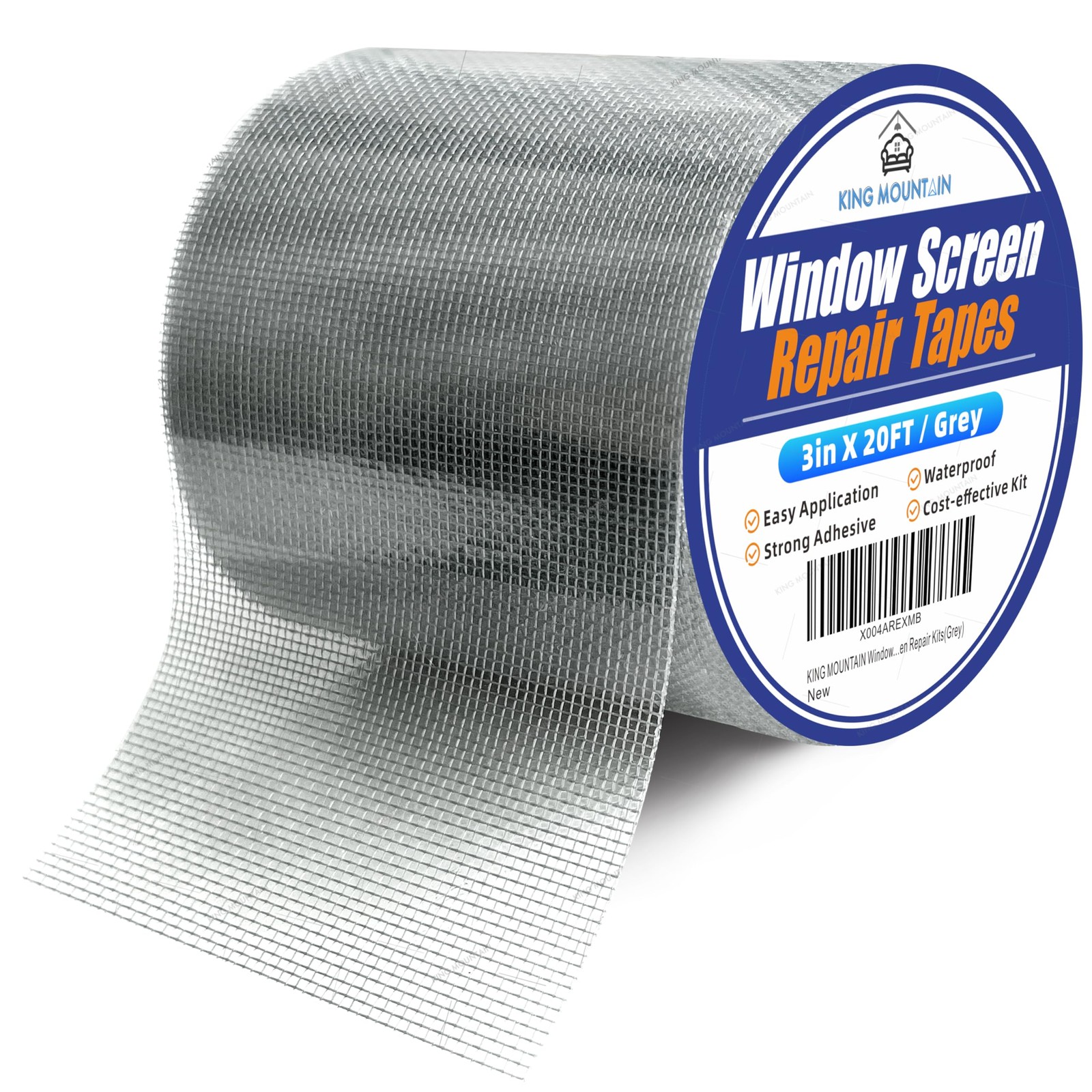 KING MOUNTAIN Grey Window Screen Repair Tape,3inX20FT 3 in × 20 ft, Gray