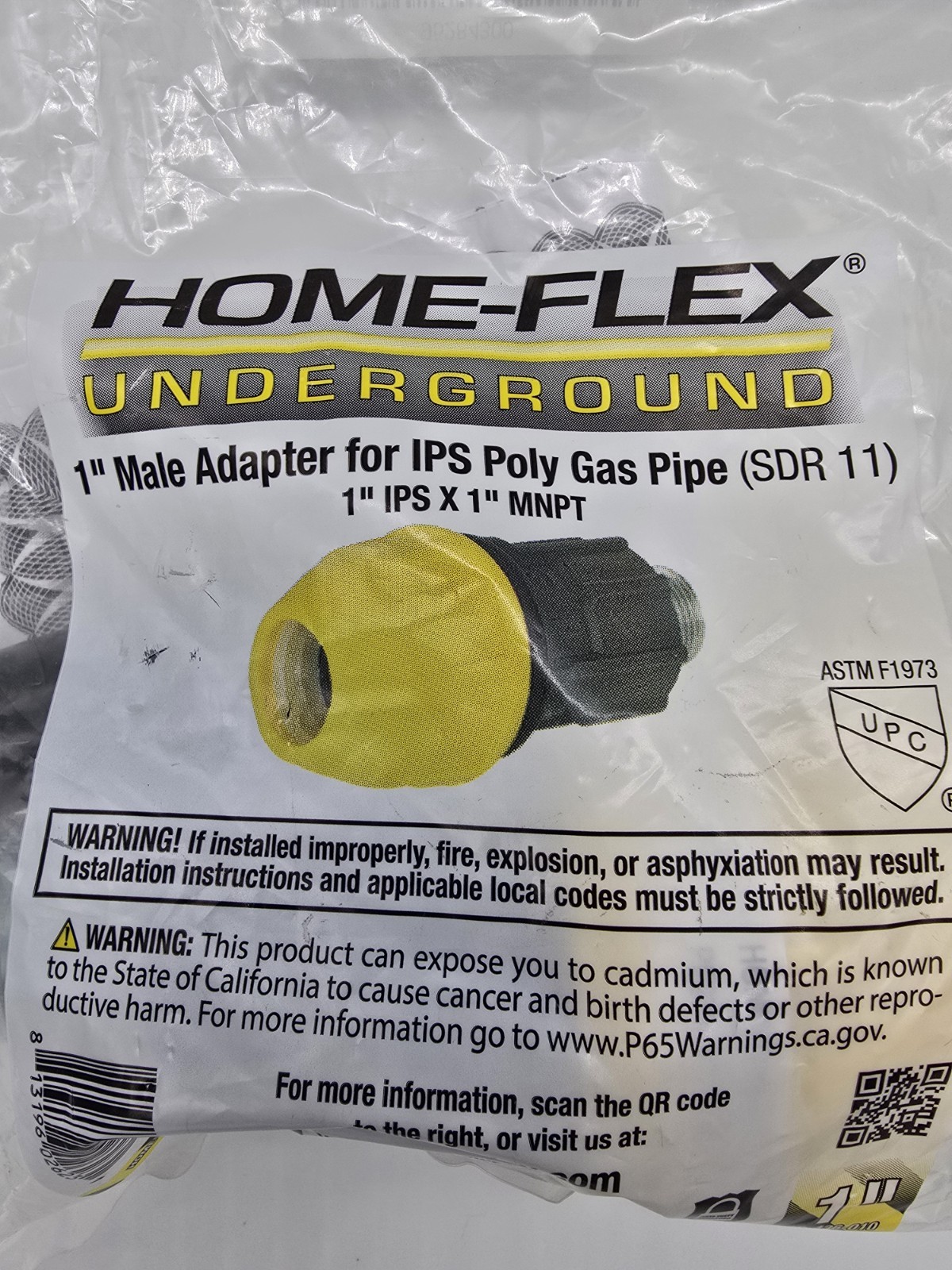 Home-Flex Underground 1 inch Male Adapter For IPS Poly Gas Pipe SDR 11