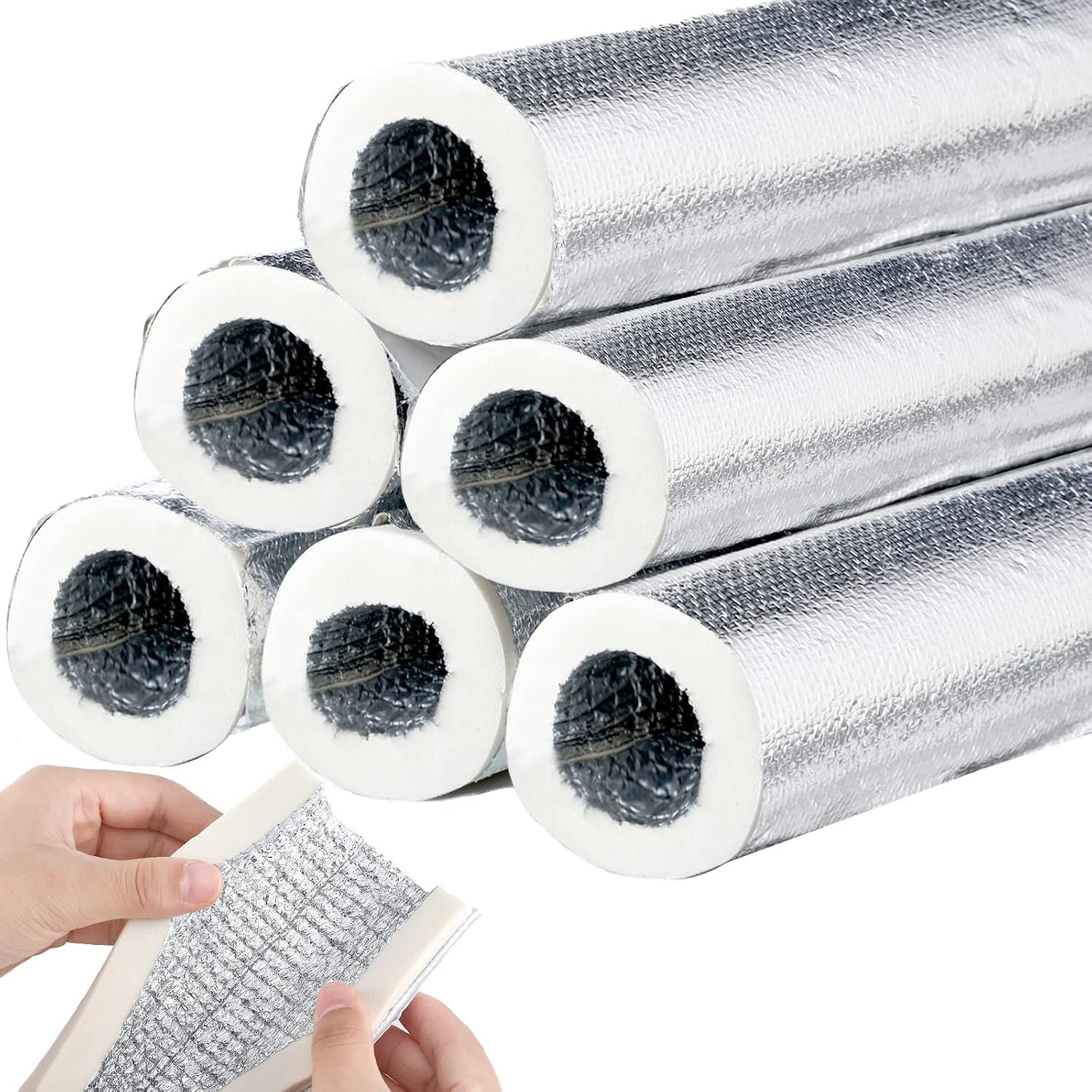 Kingdder 6 Pcs Pipe Insulation Foam Tube Self Adhesive Pipe Insulation Wrap Free