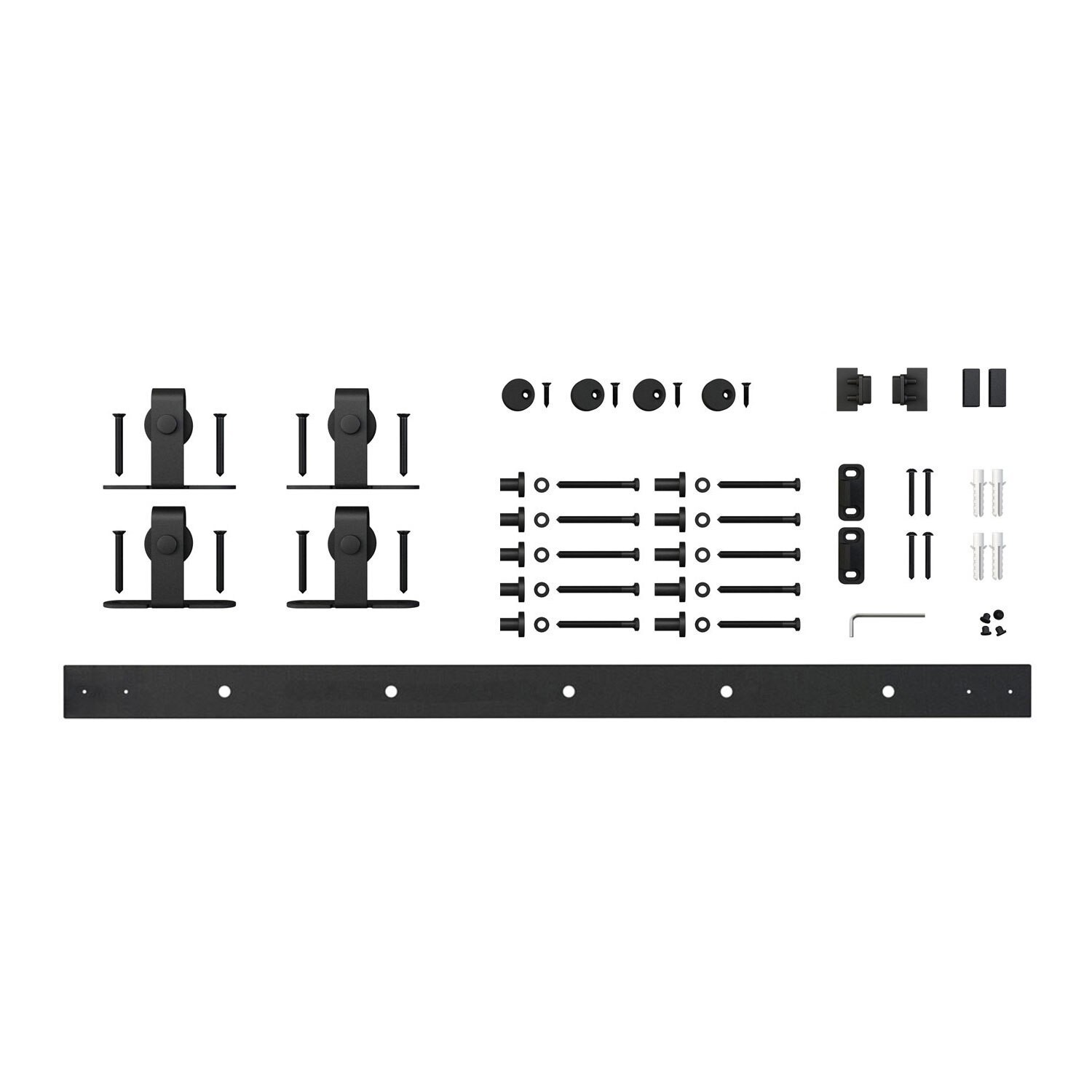 Outwater 72″Mini Barn Door Hardware Kit for Double Doors w/Matte Black Top Mount