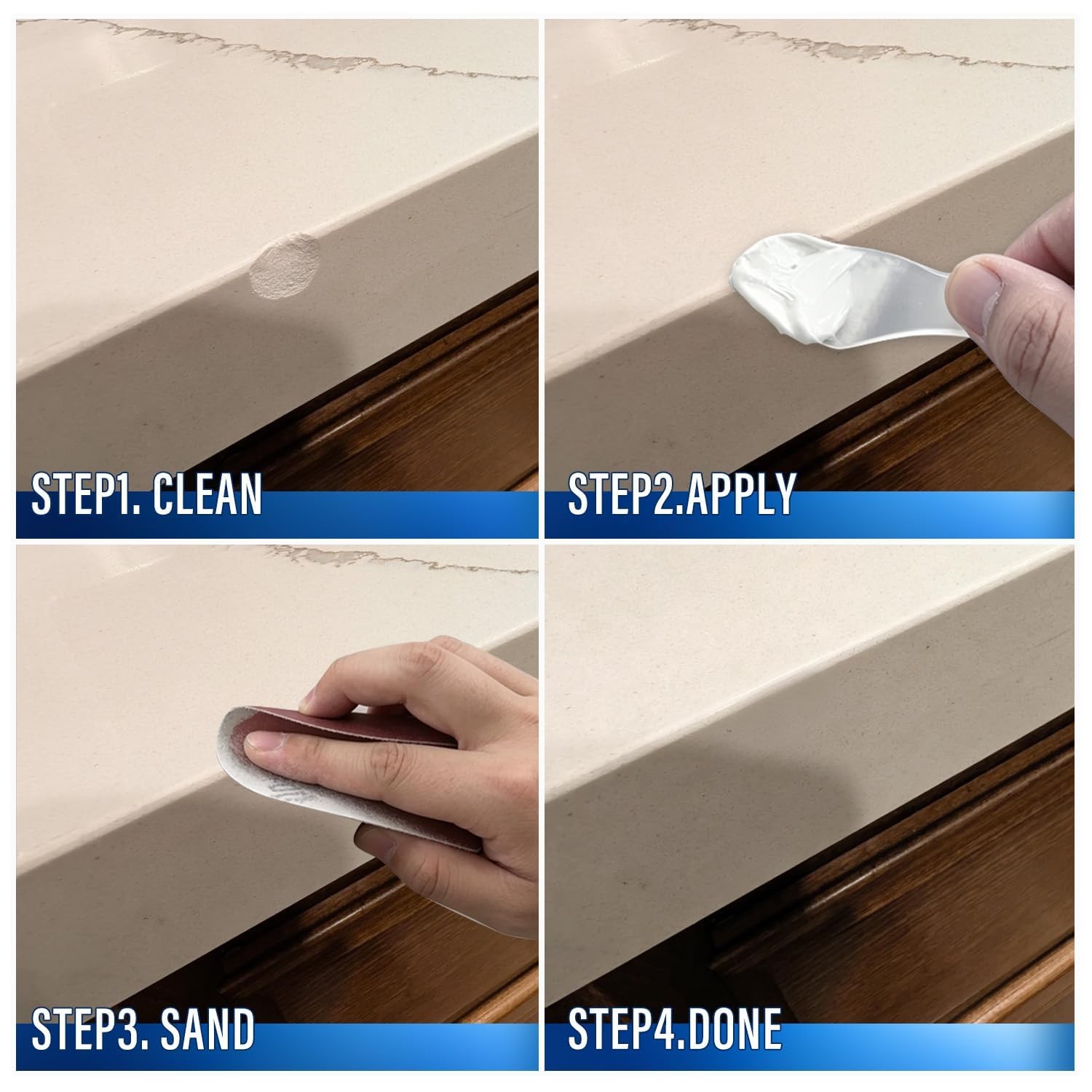 White Quartz Countertop Repair Kit – Quartz, Marble, Acrylic, Porcelain Count…