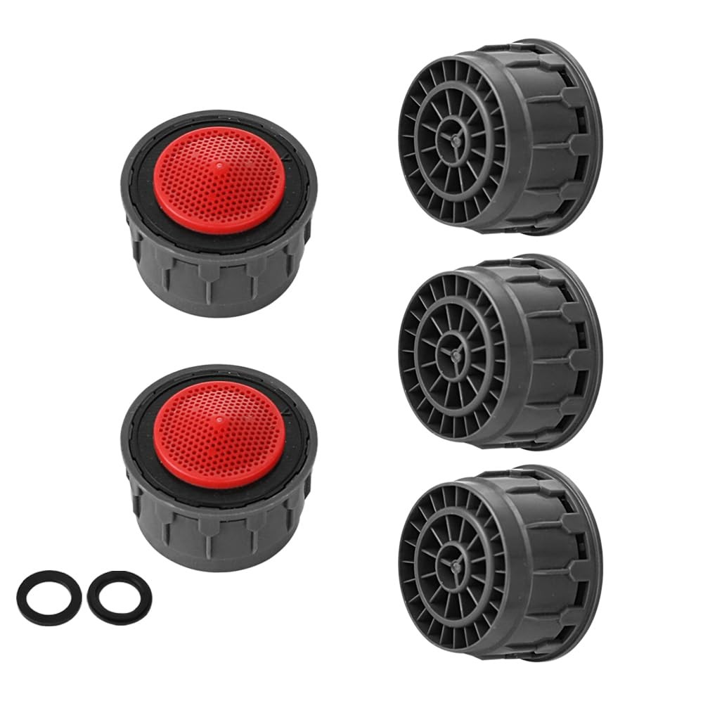 JQK Faucet Areator, 2.2 GPM Flow Retrictor Insert 5 Pack, Red-2.2 gpm