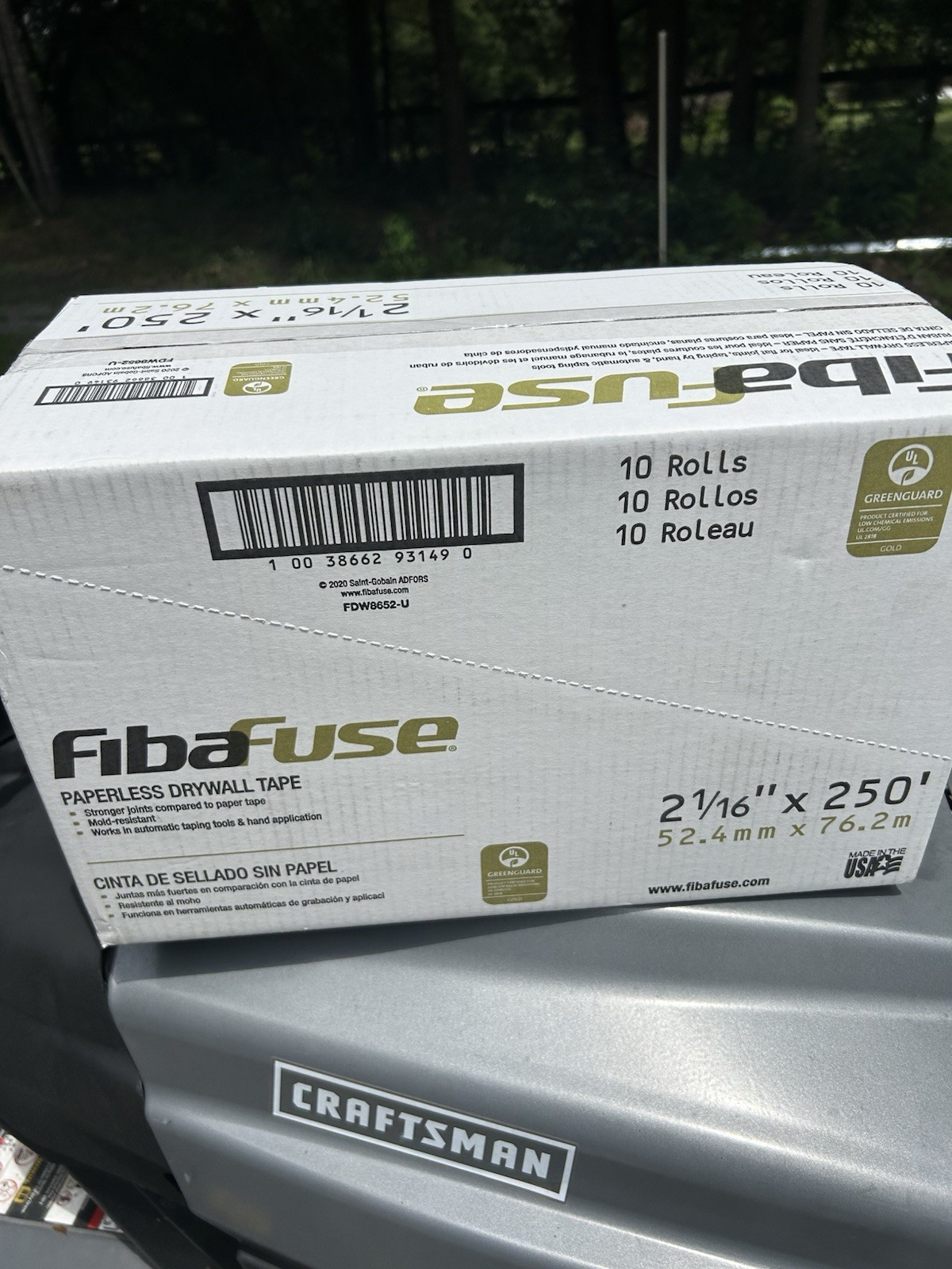 Case of 10 Rolls FibaFuse 2-1/16″ x 250′ White Paperless Drywall Joint Tape -NEW