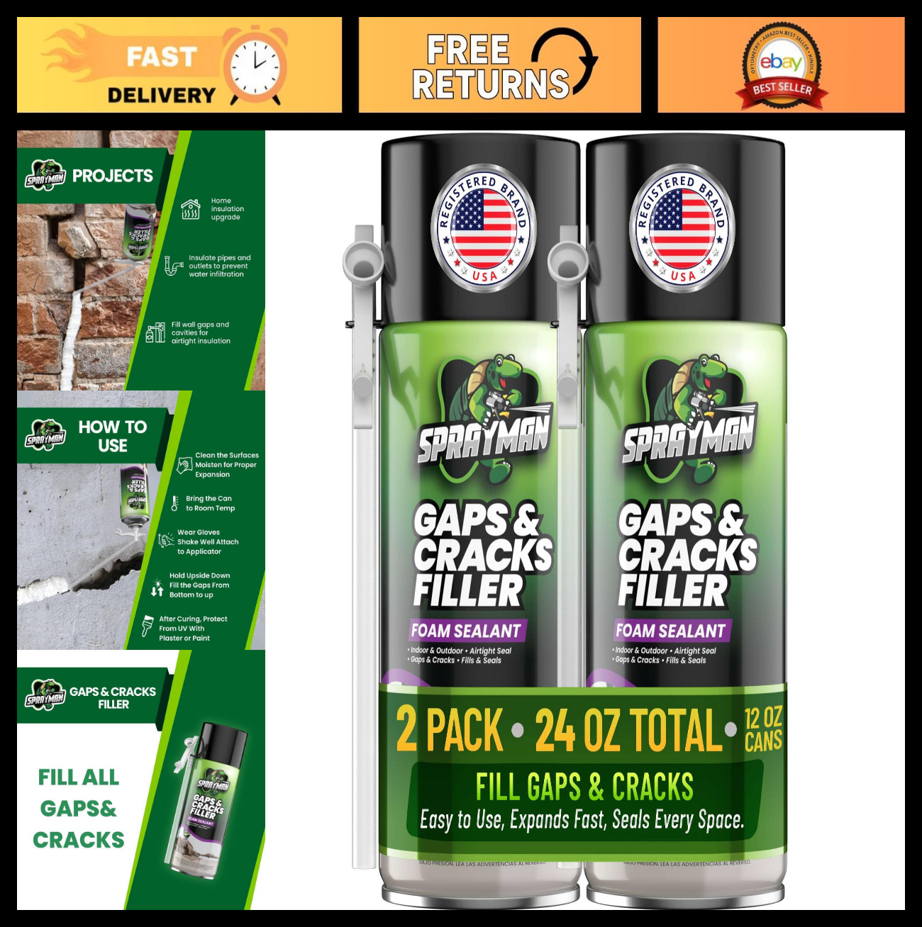 Polyurethane Expanding Foam Sealant – Gaps & Cracks Filler for Doors, Windows, W