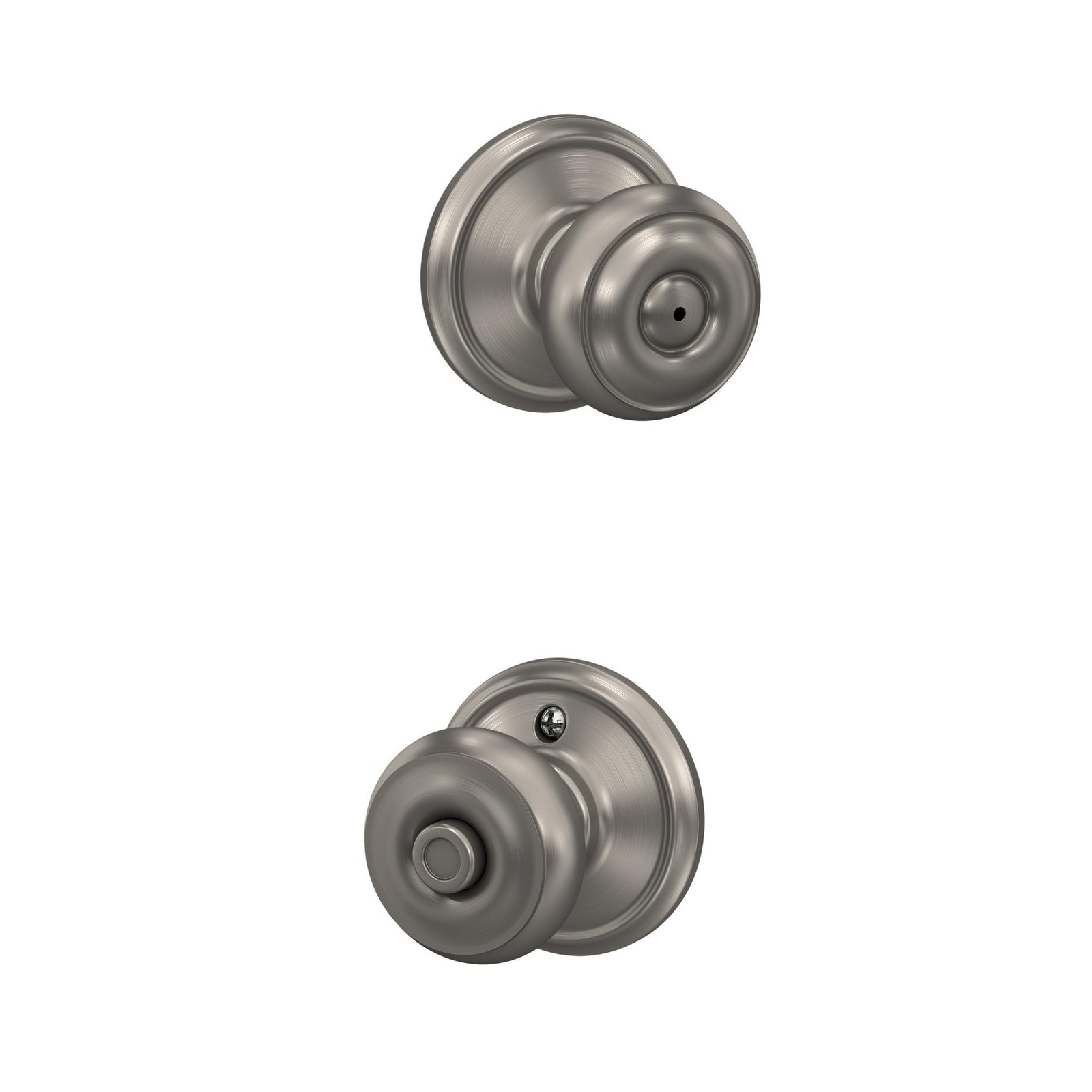 Schlage F40 V GEO 619 Georgian Door Knob, Bed & Bath Privacy Lock, Satin Nickel
