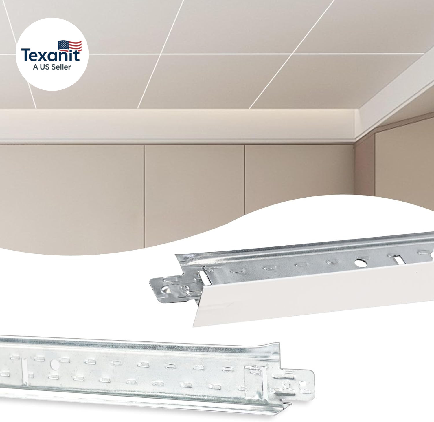 10Pack White T-Bar Main Beam Drop Ceiling Kit Galvanized Steel Easy Installation