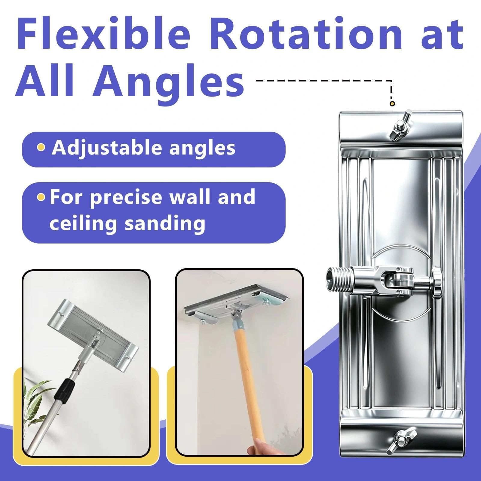 No-flip Pole Sander Head for Drywall Featuring Quick Release Clips, Universal…