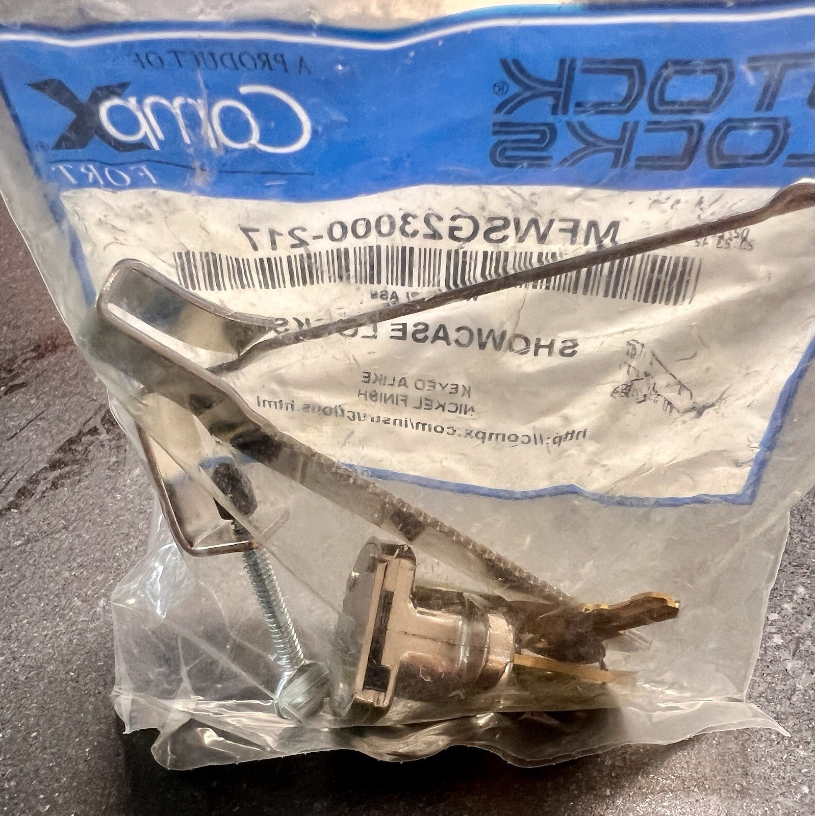 Compx Fort MFWSG23000-217 Showcase Lock for Wood or Glass Nickel Finish