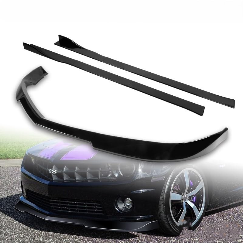 9pcs Bumper Kit Lip Side Skirt for Camaro V6 2010-2013 Painted Black