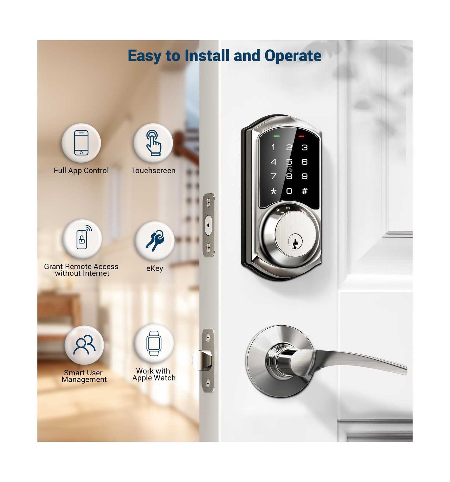 Veise VE06 Smart Deadbolt with App Control, Keyless Entry Smart Loc… Fast Ship