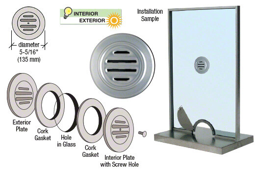 CRL 549 Chrome Plated Brass 5-5/16″ No-Draft Speak-Thru