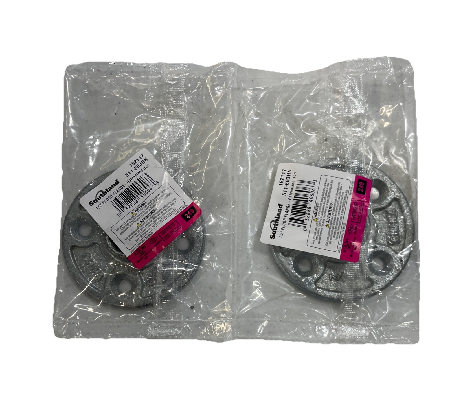 Southland 182117 1/2” Floor Flange Galvanized Iron (2 Pack)