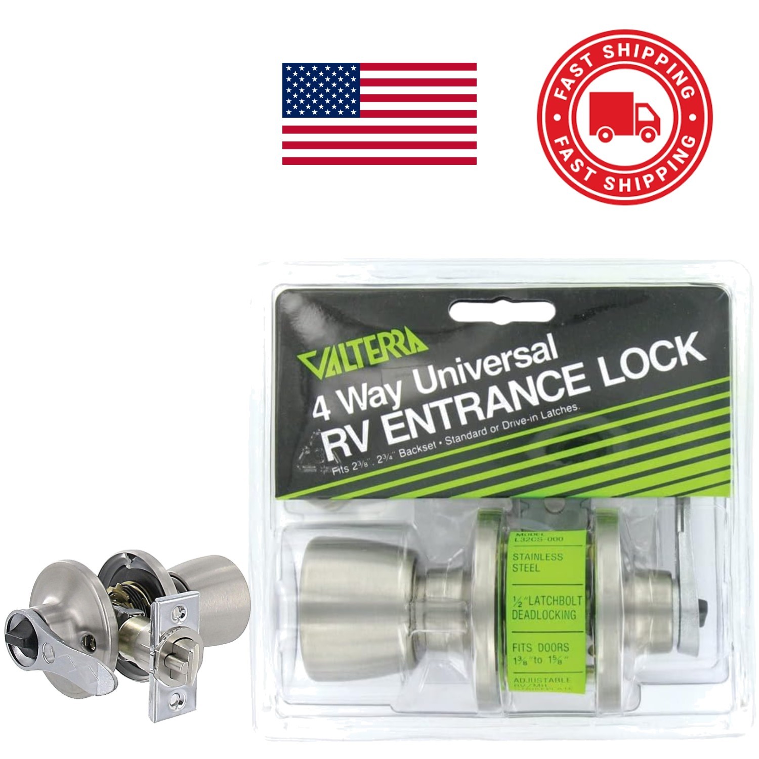 Silver Finish Knob Lever Lockset with 5 Pin Tumbler and Solid Steel Mechanism