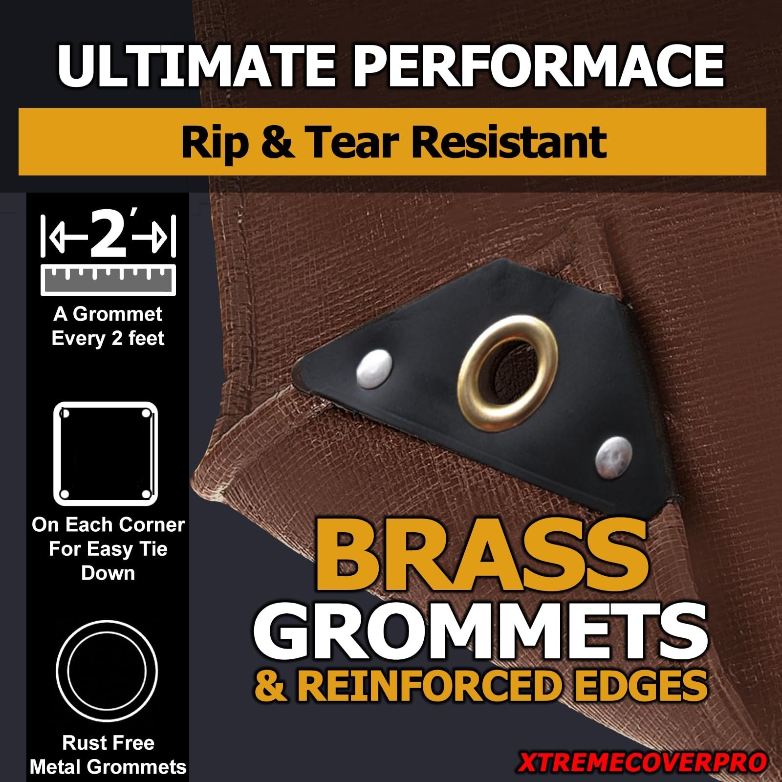 10′ x 20′ Brown Super Ultra Heavy-Duty Tarp– 20 Mil Waterproof & UV-Resist