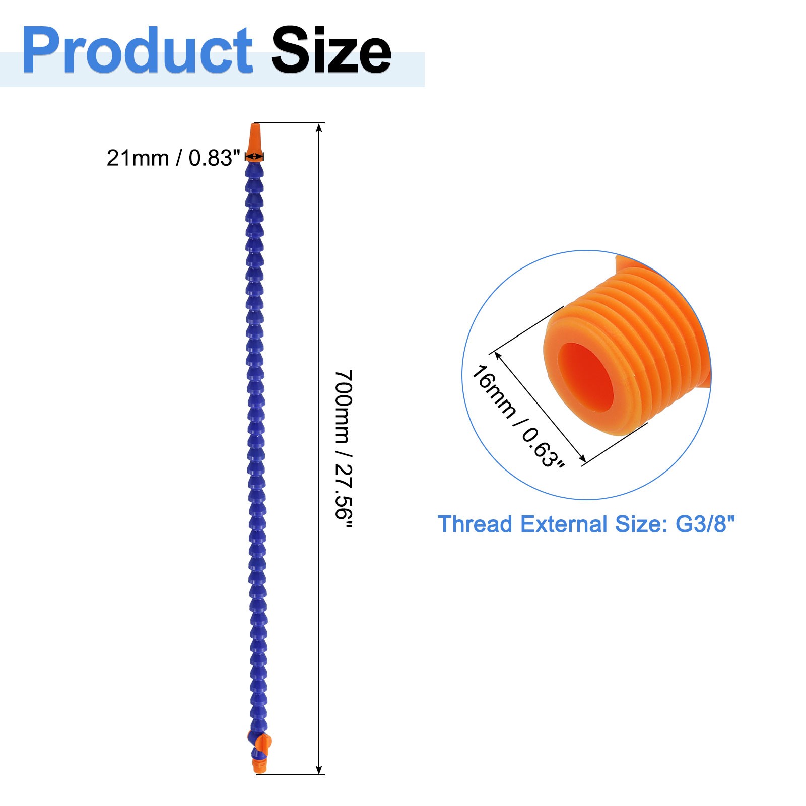 2Pcs G3/8″ 700mm Flexible Water Oil Coolant Pipe Hose with Switch and Tube