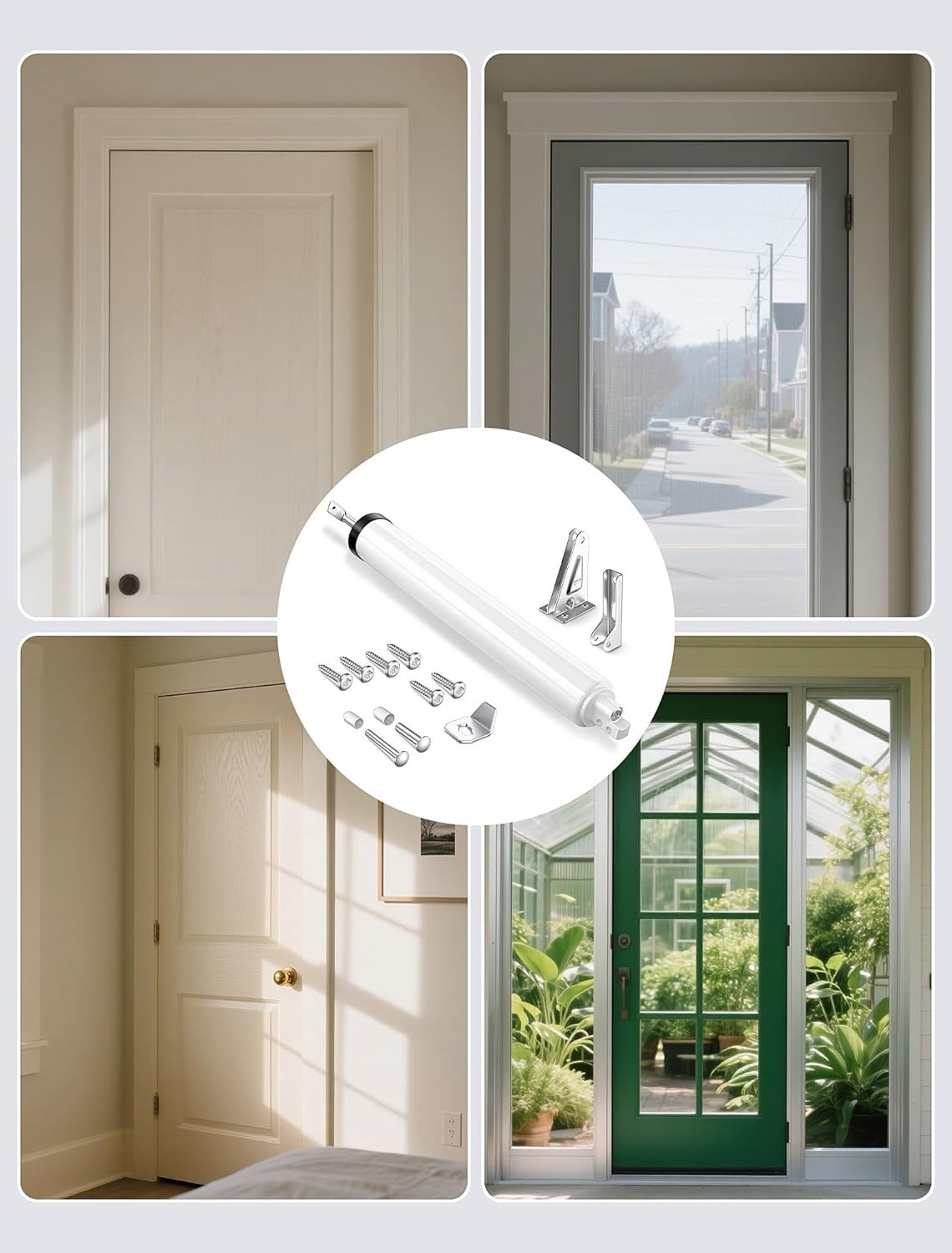 Storm Door Closer, Heavy Duty Pneumatic Screen Door Closer, Adjustable Closing S