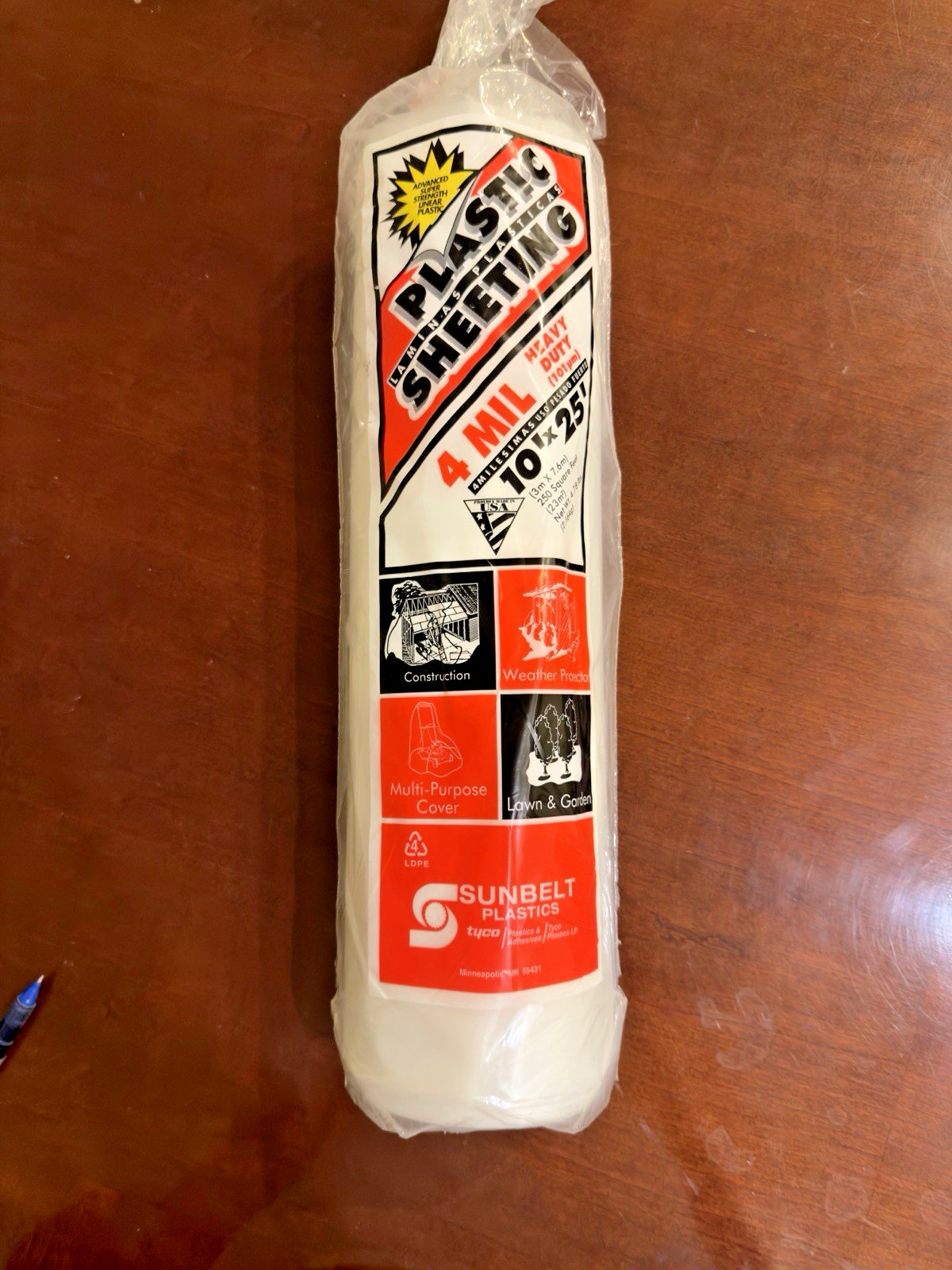 Vintage Sunbelt Plastics Heavy Duty Poly Sheeting 4 Mil 10×25 Vapor Barrier NOS