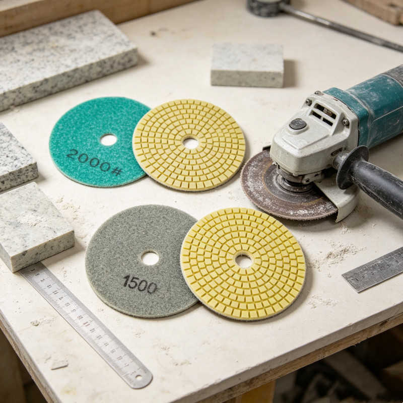 6 Inch 10Pcs Diamond Polishing Pads Set Wet/Dry Use for Granite Marble Quartz