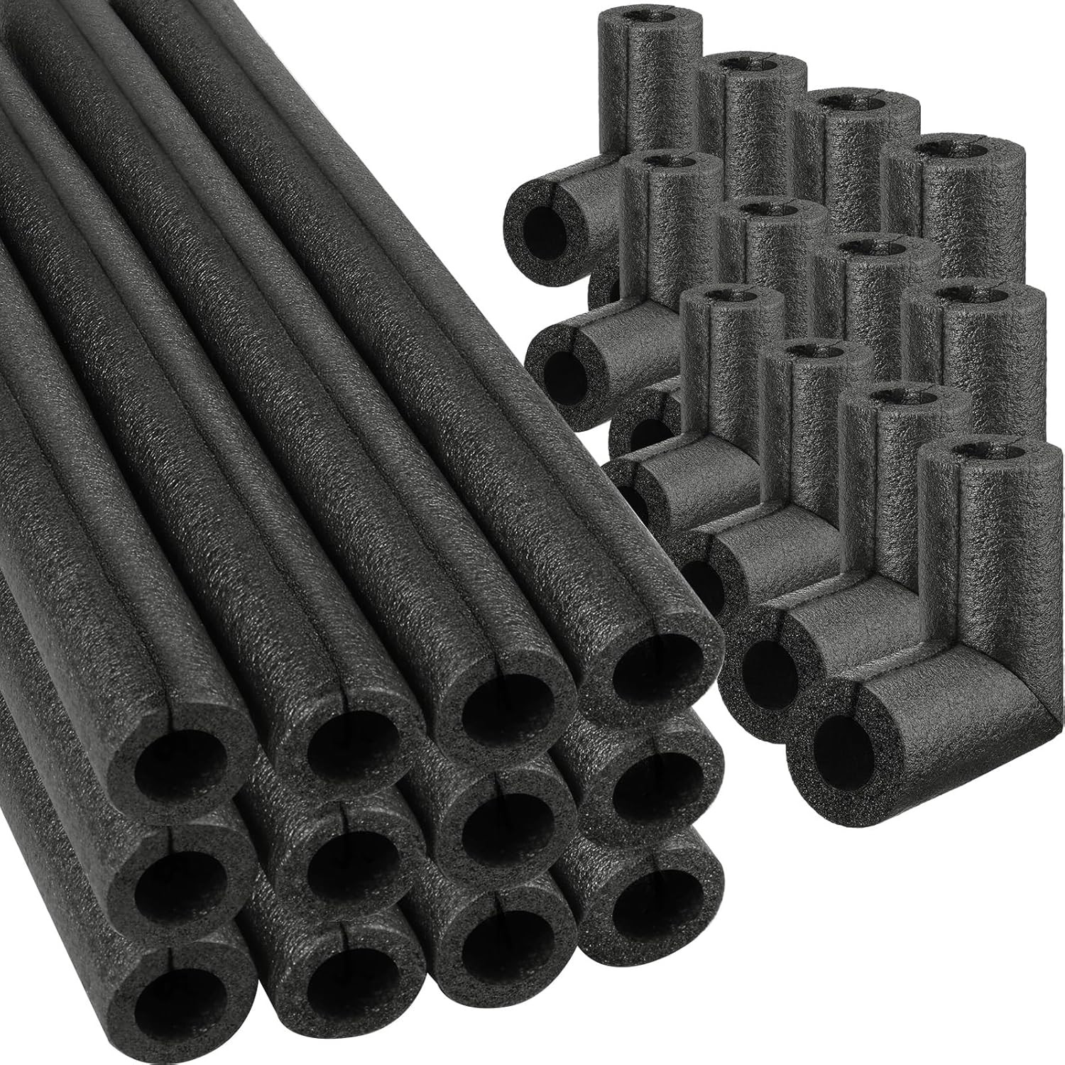 16 Pack Elbow Pipe Insulation Foam Tube Outdoor Wrap Black Pipe Covers Elbow Ins