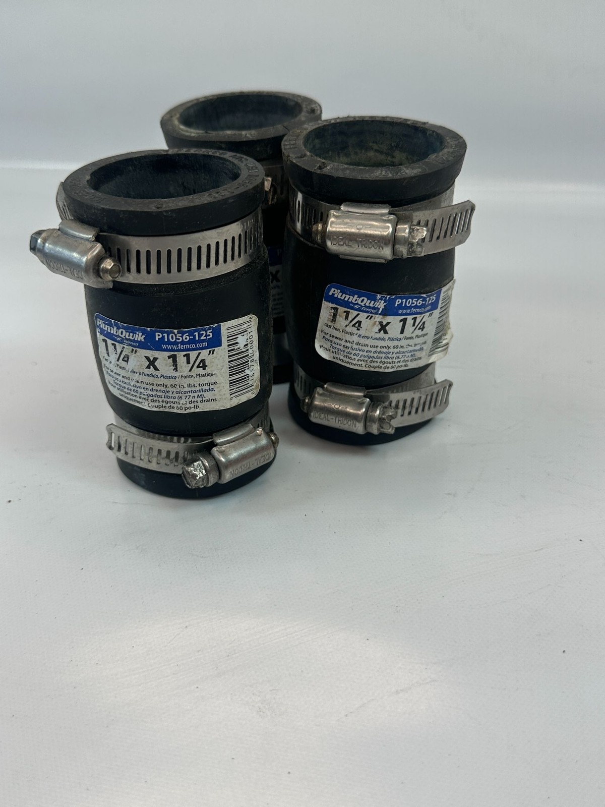 PlumbQuik P1056-125 1-1/4″ X 1-1/4″ Rubber Couplings 3 Pack Used