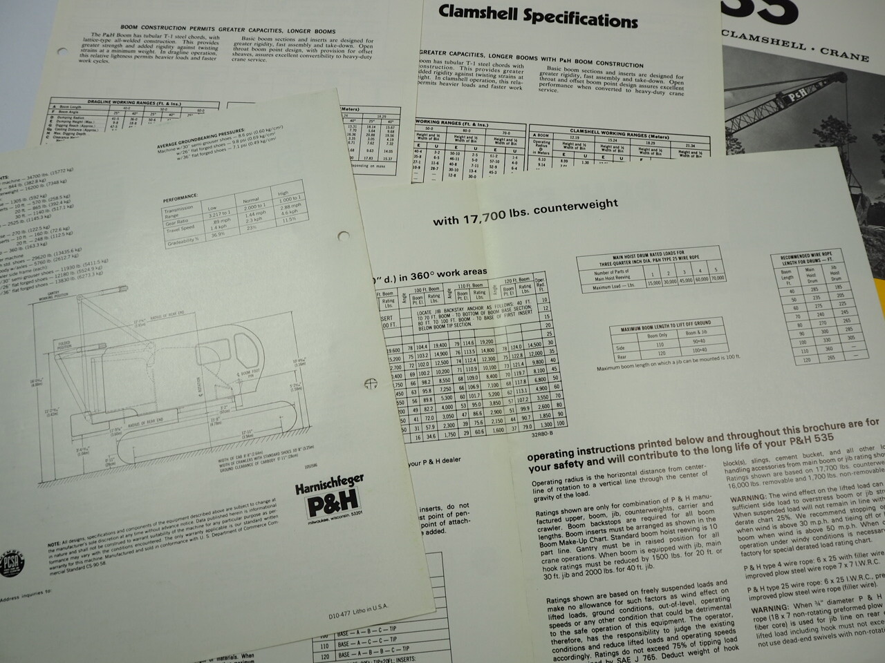 Harness Sweeper P&H 535 35 to Hydraulic Hoe Dragline Crawler Crane Brochure 1975