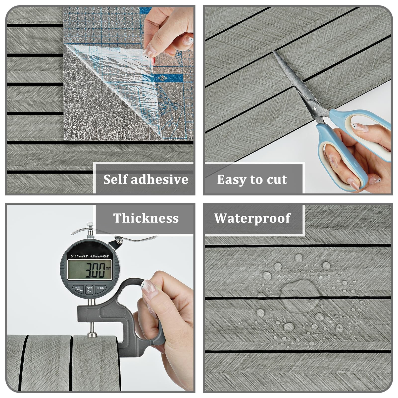 STICKEEP Grey Wood Wall Slat Panels Peel and Stick 3D 11.8″ x 118″, 2.grey