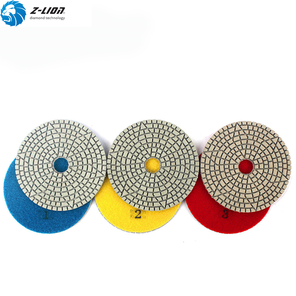 4” 3 Step Diamond Polishing Pad Stone Wet Granite Polisher Concrete Marble Tile
