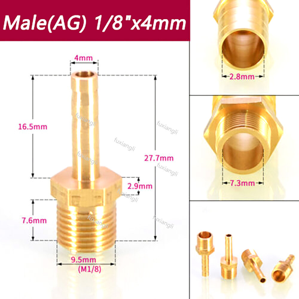 BSP Brass Male/Female Thread Fitting x Barb Hose Tail End Connector for Air Fuel