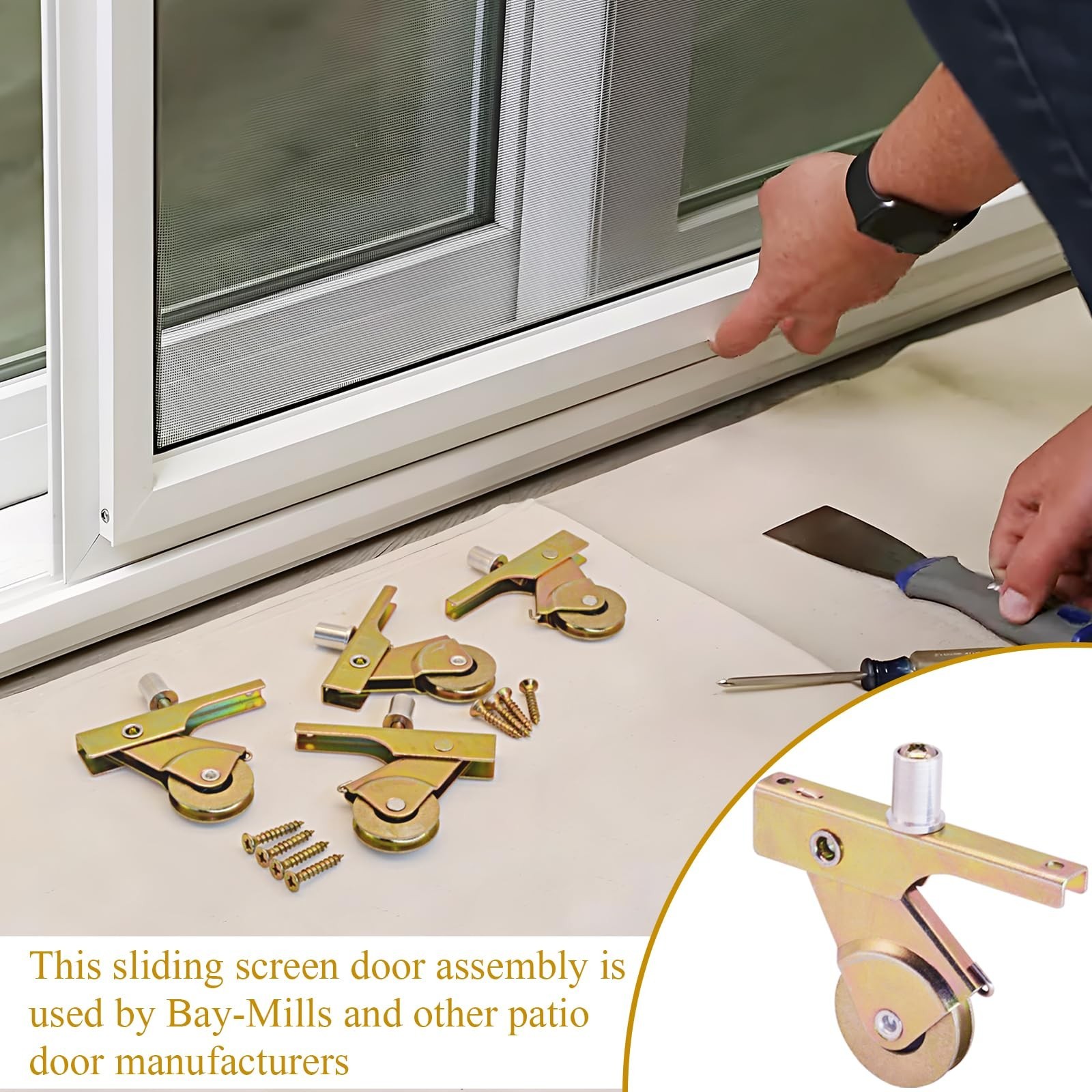 Sliding Screen Door Spring Loaded Roller Replacement with 1″ Steel Ball Beari…