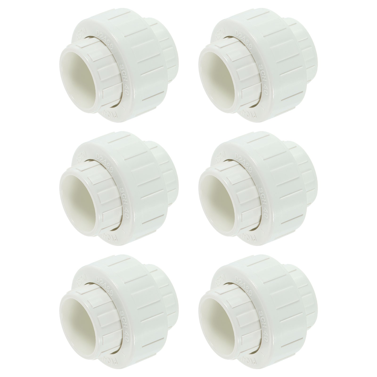 6Pcs 3/4″ UPVC Union Coupling Pipe Fitting, UPVC Union Coupling Adapter, White