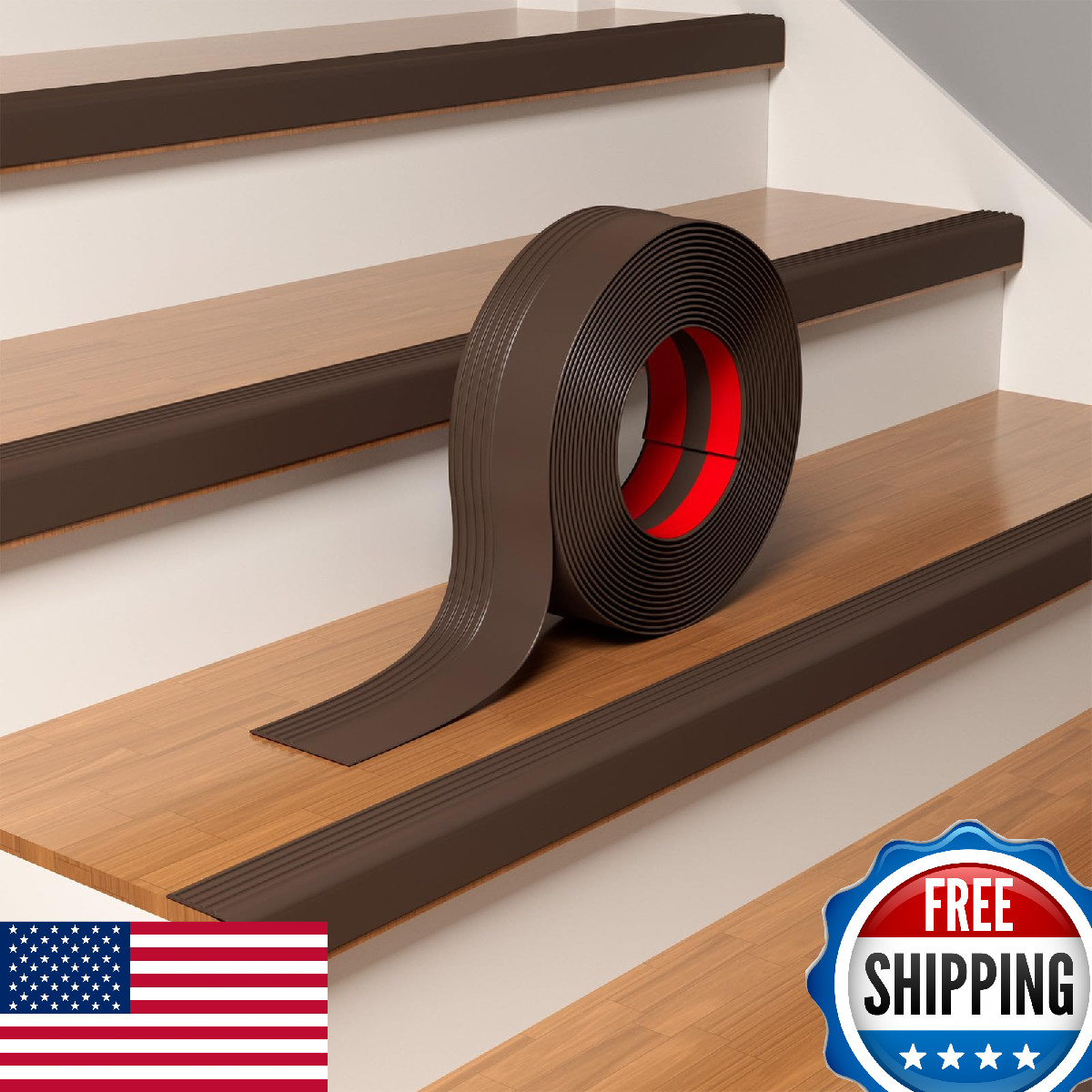 Pluden Heavy-Duty 40ft Vinyl Rubber Non-Slip Self Adhesive Stair Edge Trim