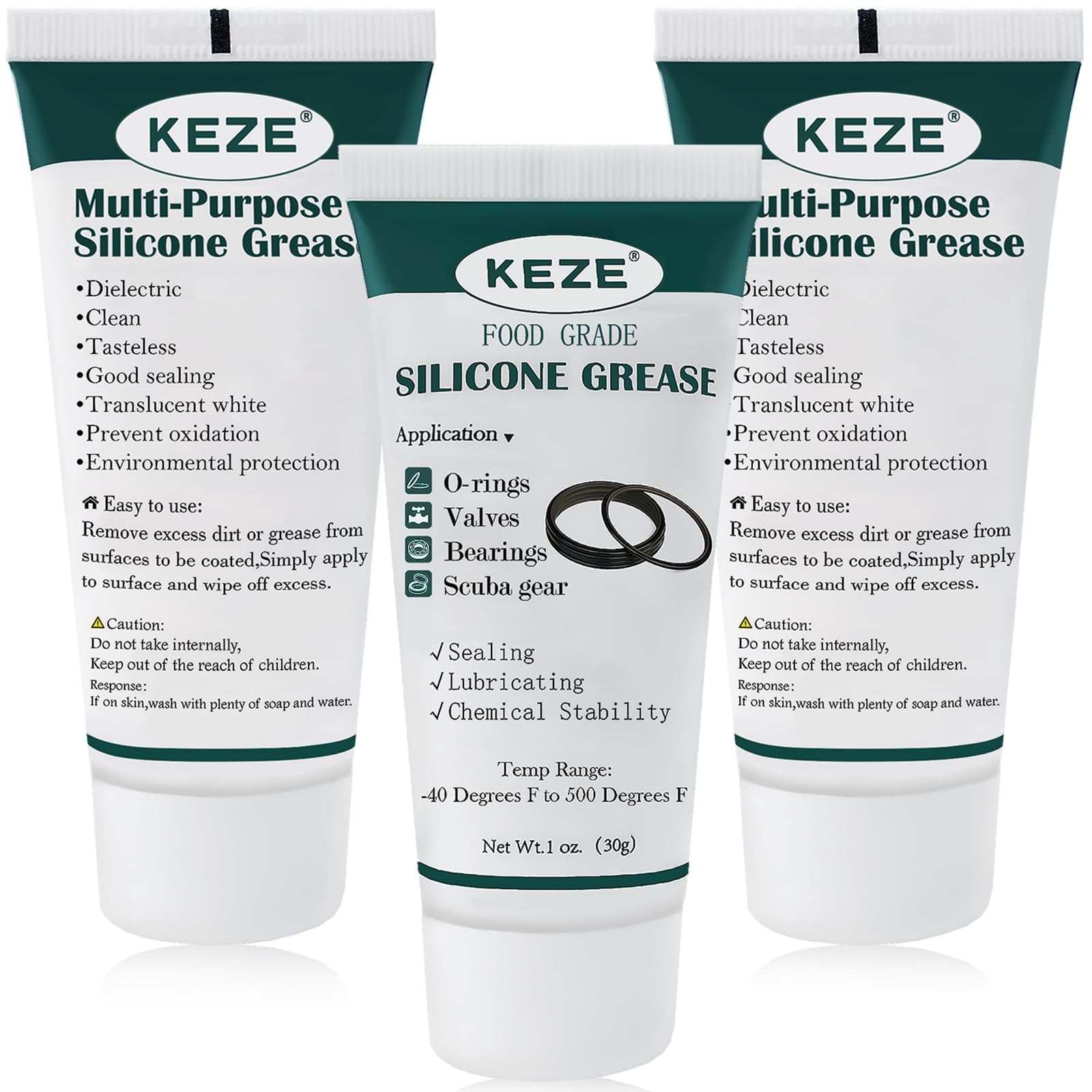 KEZE Silicone Grease Waterproof Food Grade 3 Pack (1oz),