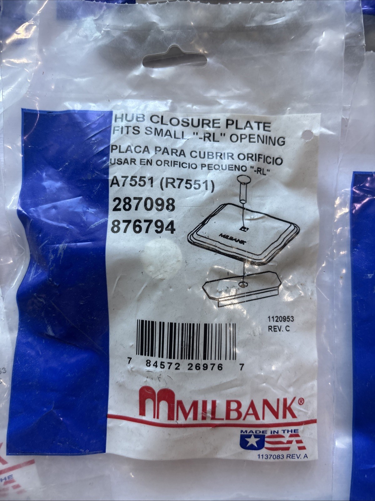 18 Milbank Hub Closure Plates Fits Small RL Opening A7551 287098 876794