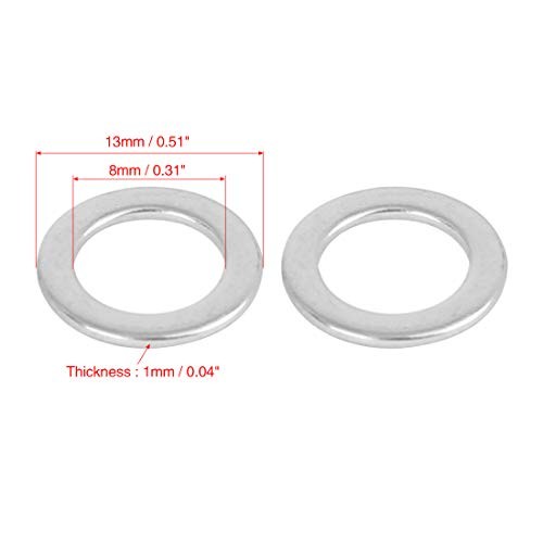 M8 Flat Washer 55 Pcs Stainless Steel 13mm OD Sealing