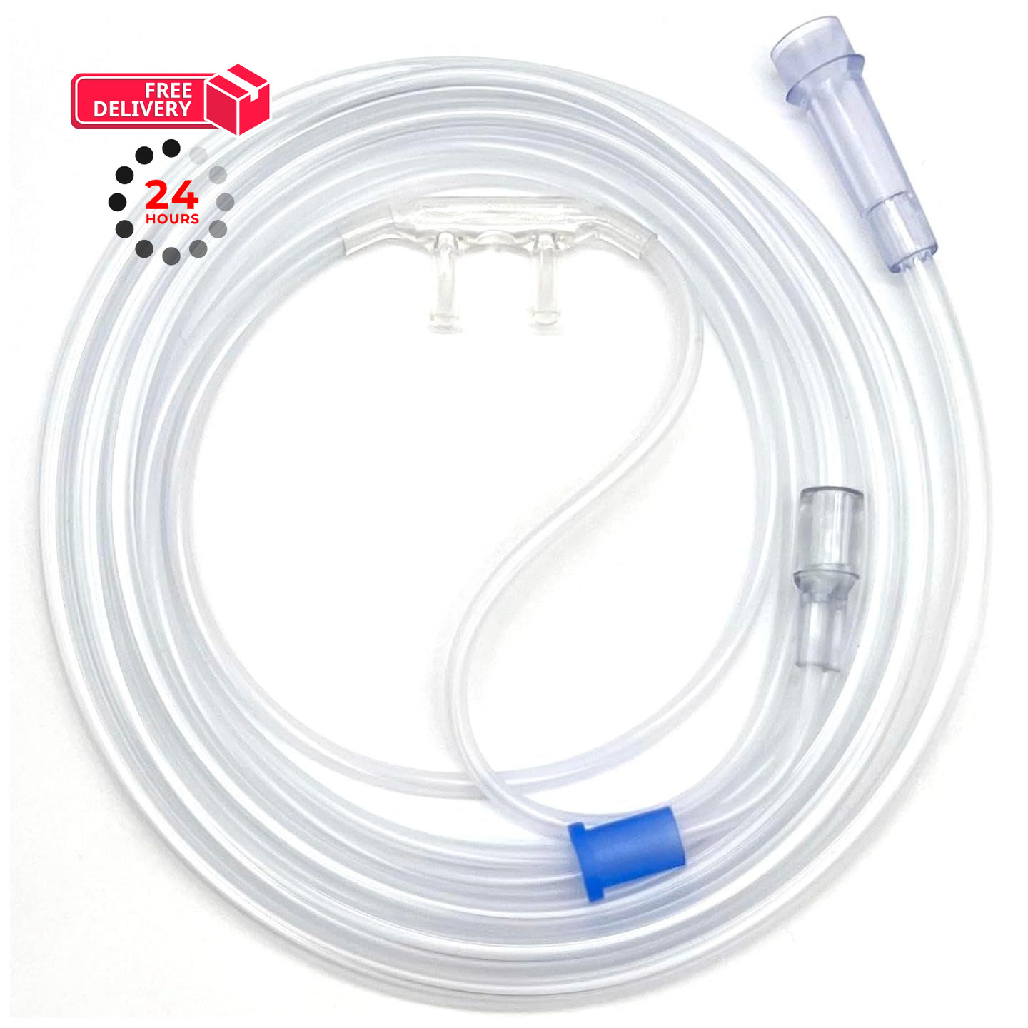 ResOne 7Ft Soft Adult Oxygen Nasal Cannula 5-Pack – Curved 7Ft_5Pk, Clear