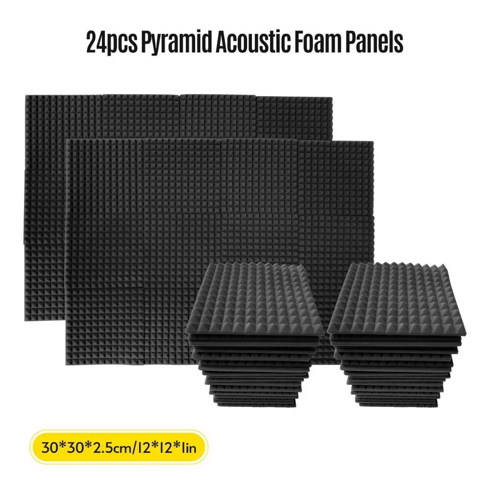 24pcs High Density Studio Acoustic Foam Panels Sound Insulation Fire Retardant