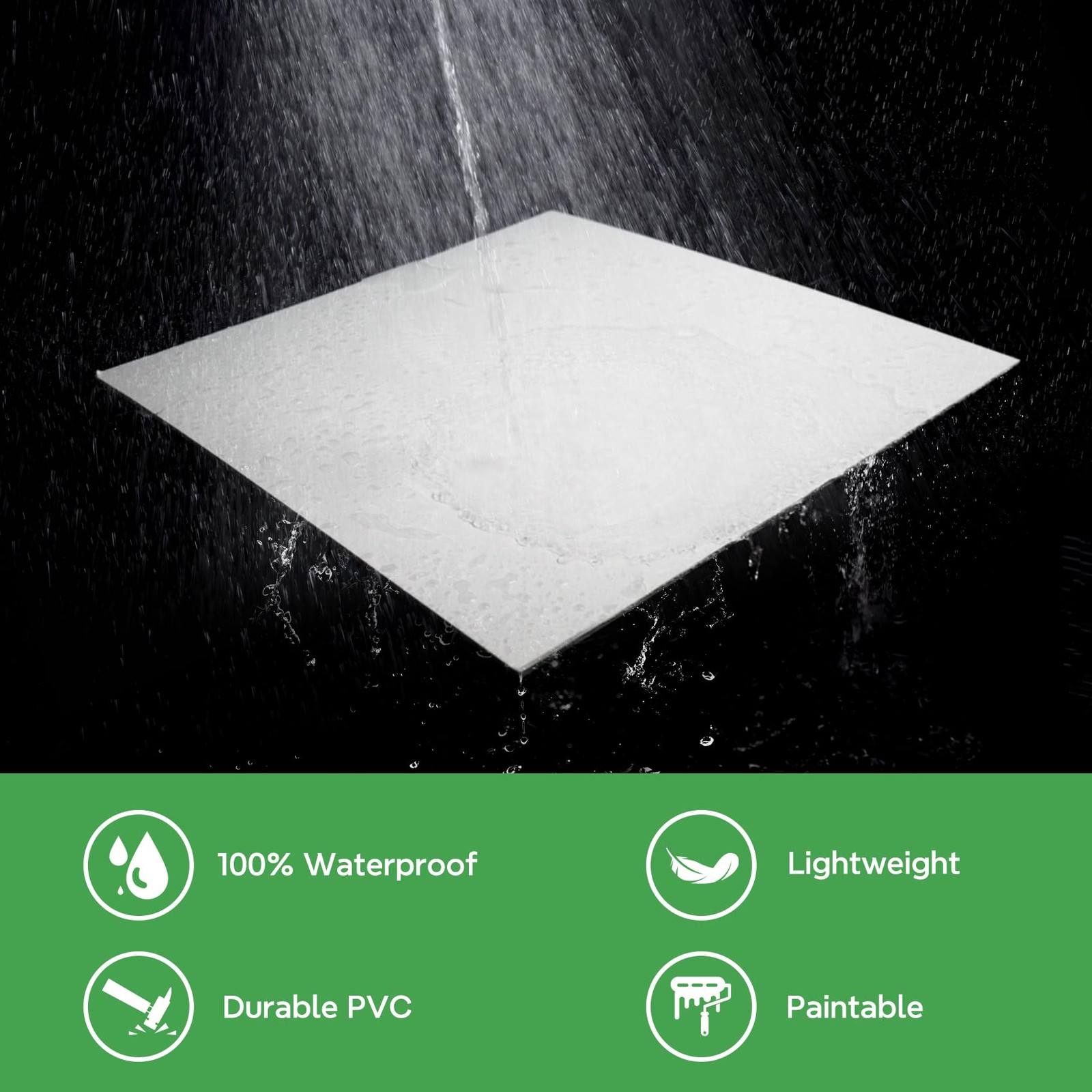 STICKGOO Smooth Drop Ceiling Tiles 2ft x 2ft, PVC 12 Pack of x White