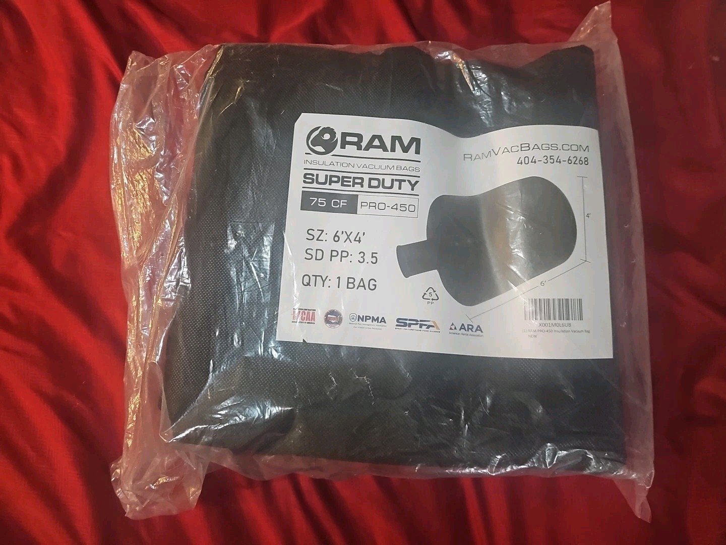 RAM INSULATION VACUUM BAGS SUPER DUTY 6’x4′ 75CF 450 lbs. Pro-450