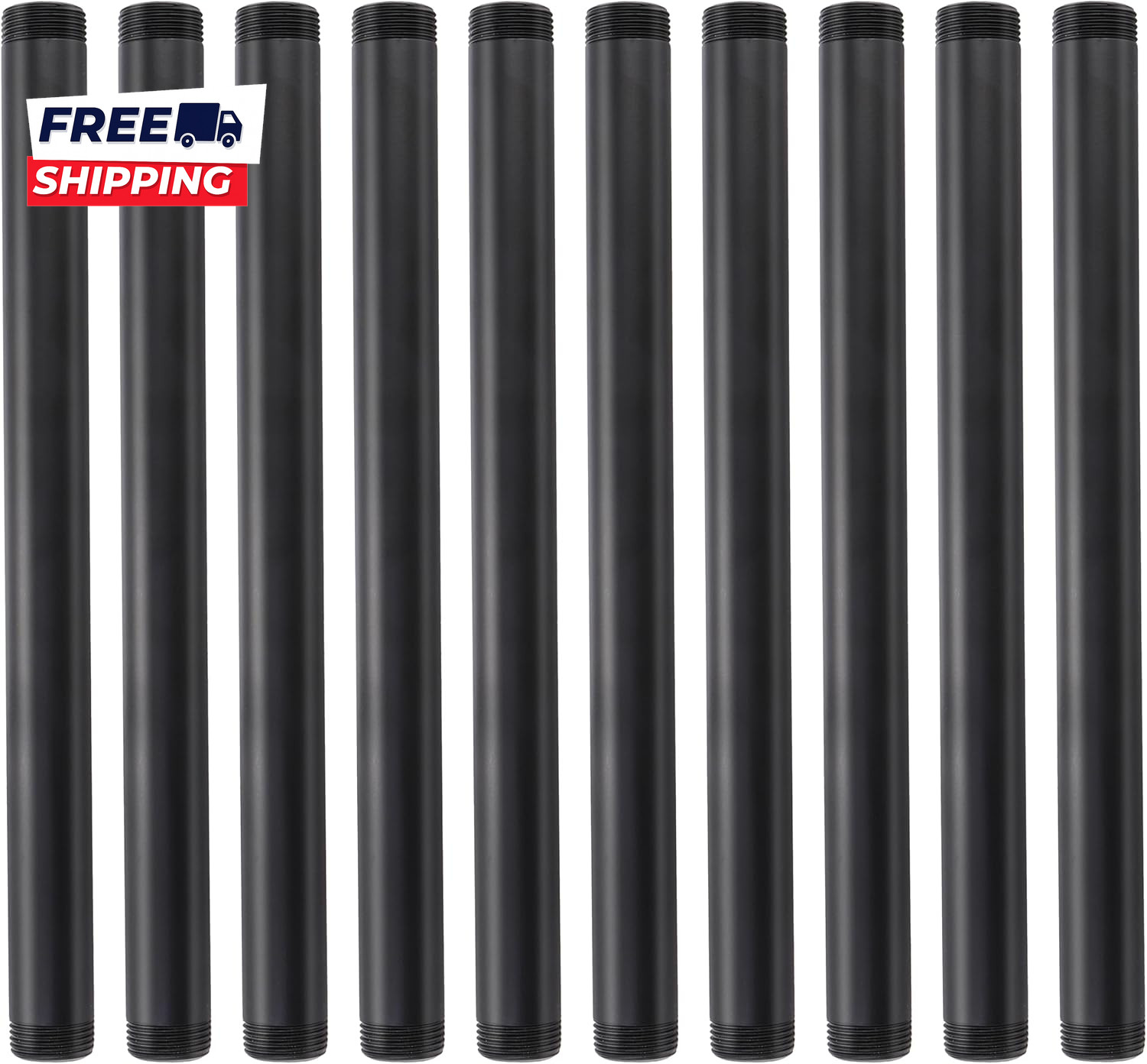10 Pack 3/4 Inch X 12 Inches Black Pipe Fittings Industrial Iron Pipe Nipples
