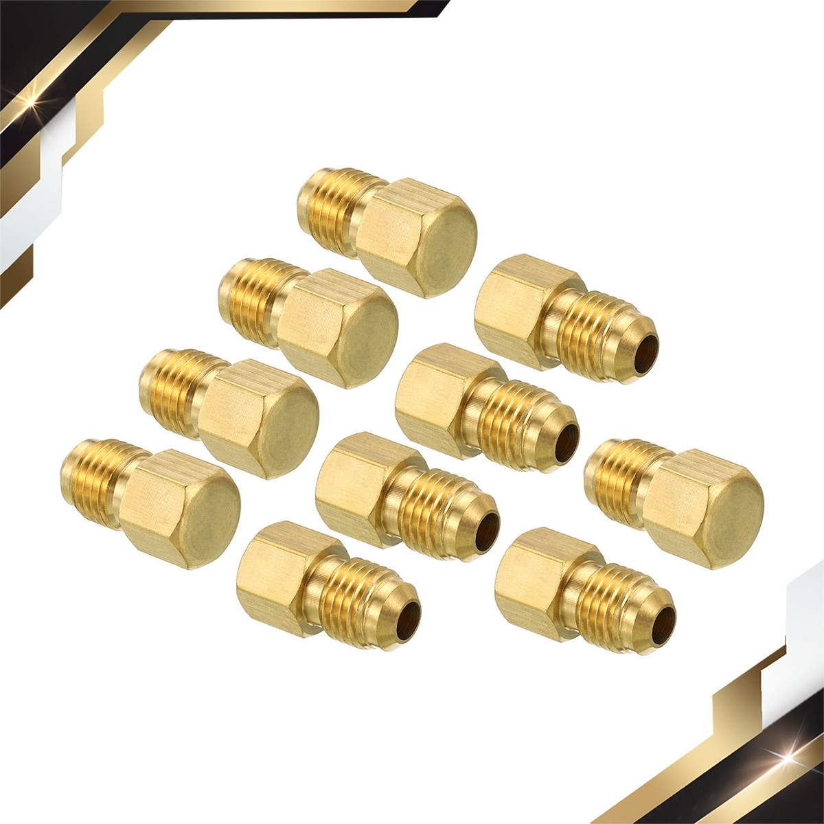10 x Male 7/16″-20UNF Brass Flared Plug 1/4 SAE Flare Tube 45 Degree Fittings