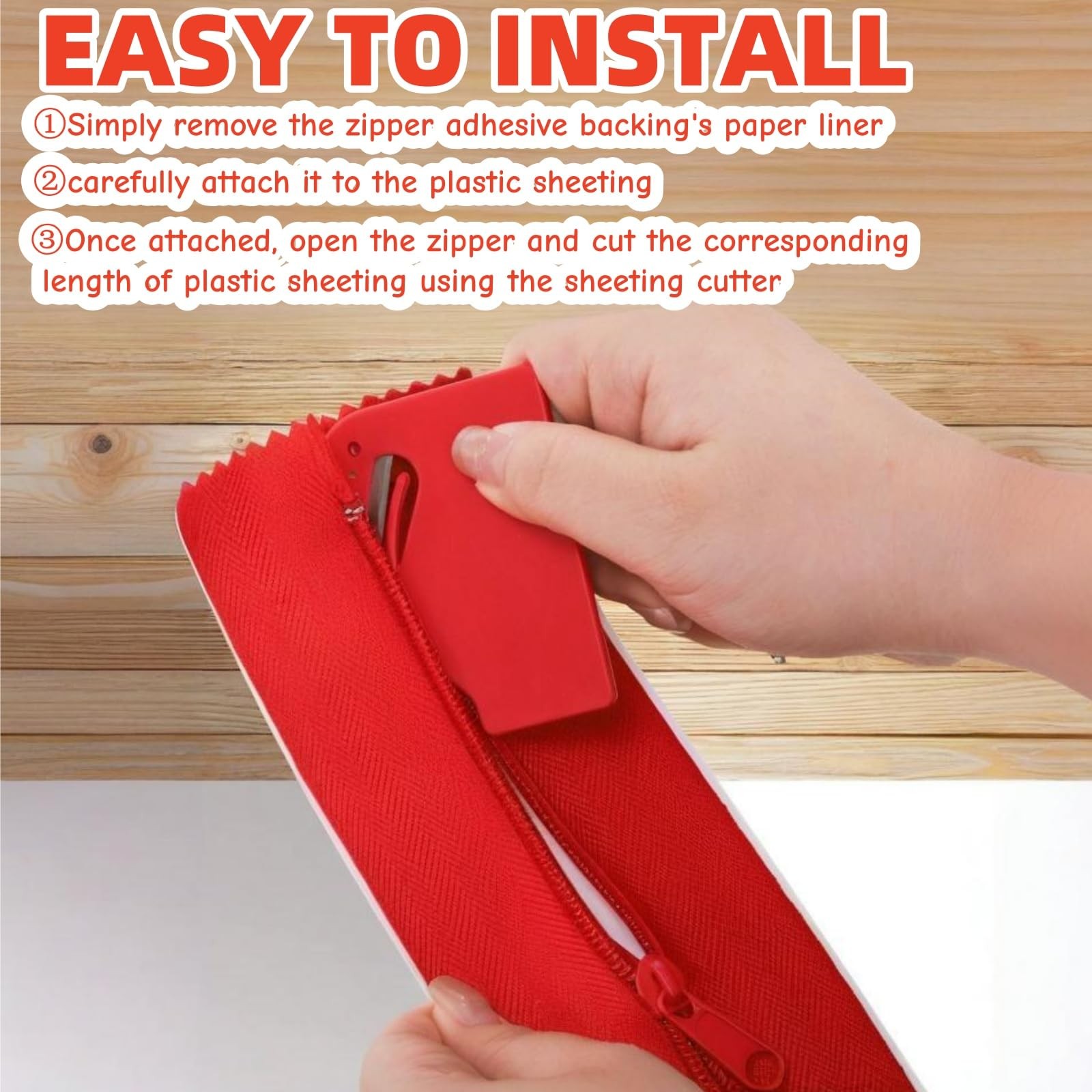 4 Pack Dust Protector Zipper, 7 Ft Long x 3 in Wide Heavy Duty Double Sided Z…