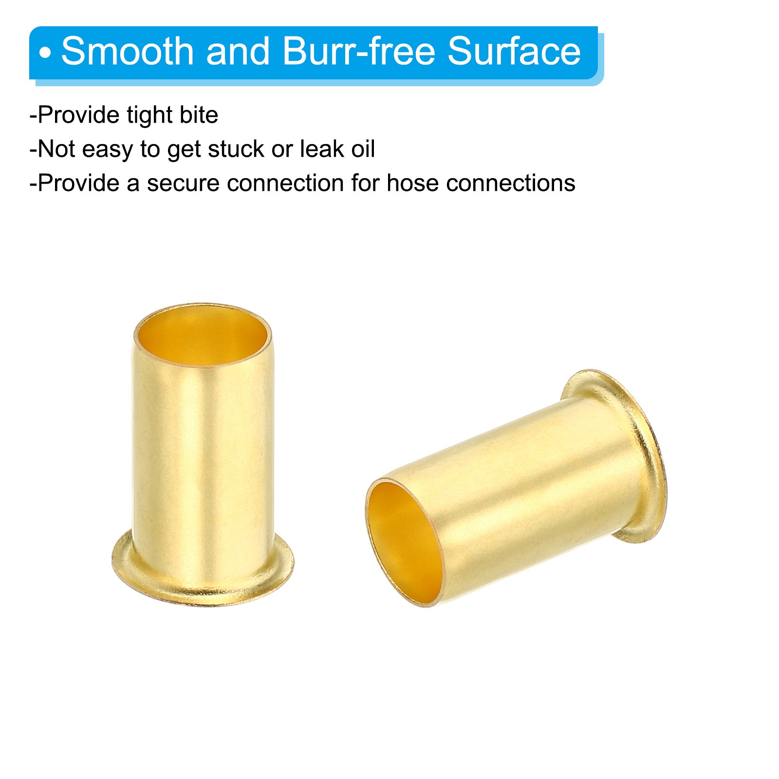 50Pcs Brass Compression Insert Compression Insert Tube Support for 1/2″ OD Tube