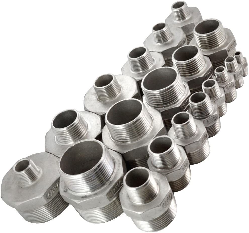 Male NPT Hex Nipple Pipe Fitting Reducer Adapter Stainless Steel SS 304