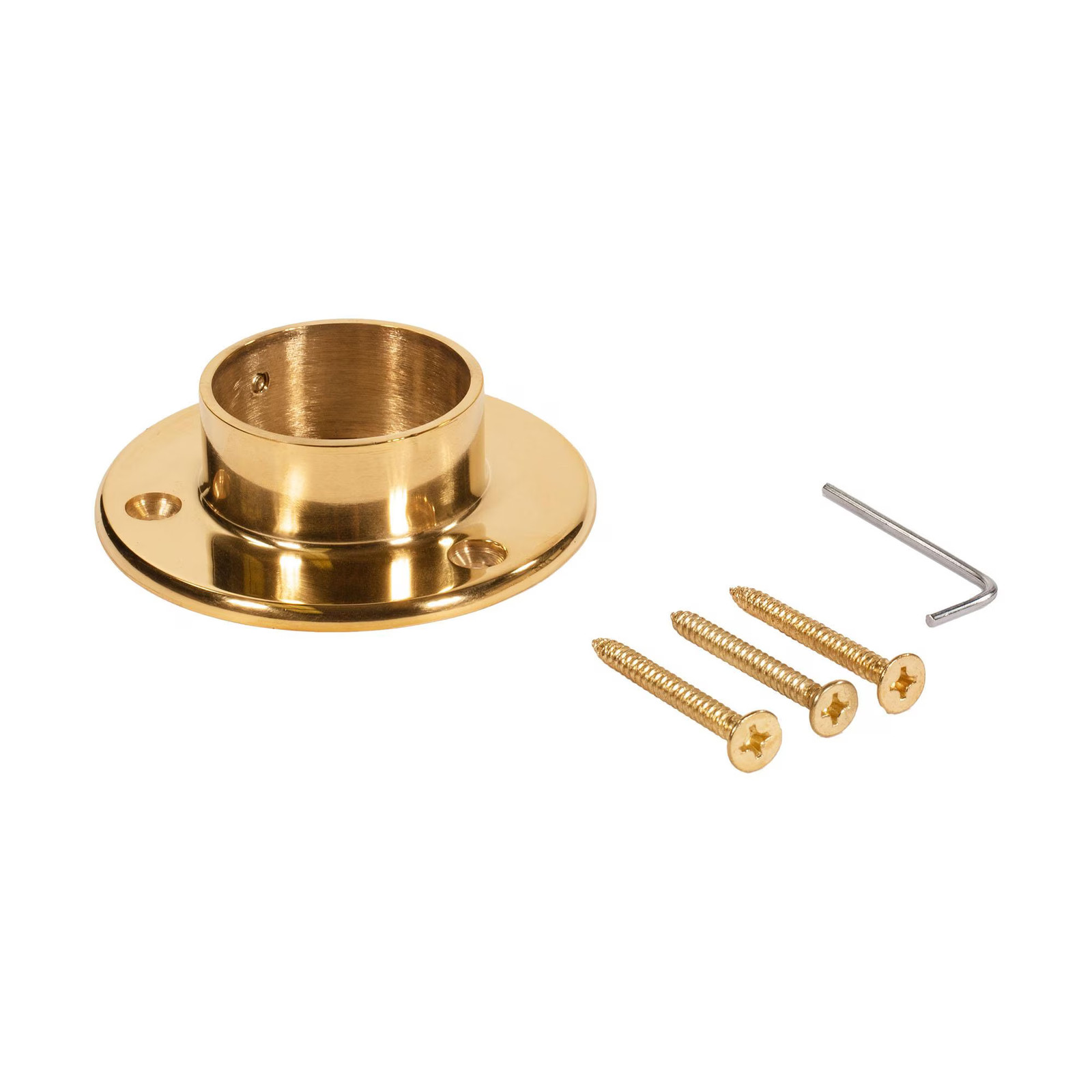 4″ Dia. x 1-7/16″ H Polished Brass Wall Flange for 2″ O.D. Tubing