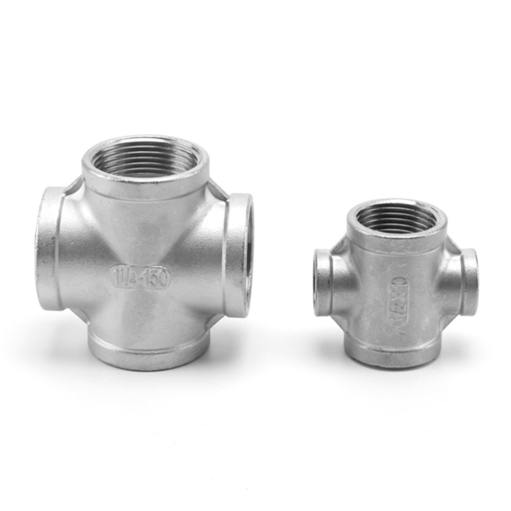 304 Stainless Steel Cross Female Thread Fittings Pipe Fitting 4 Way Connector