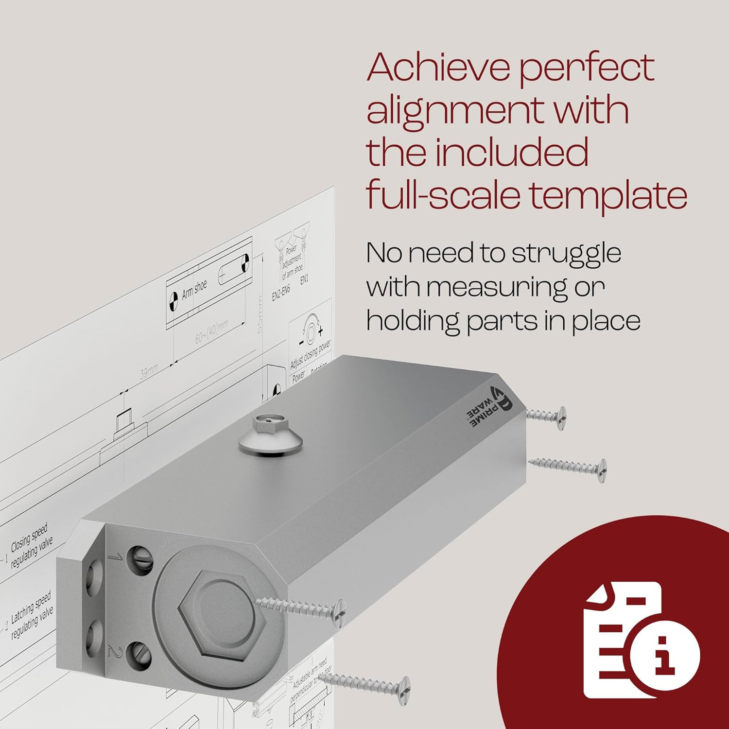 DC-600 Adjustable Hydraulic Door Closer | Soft Close for 30-300 Lbs Doors