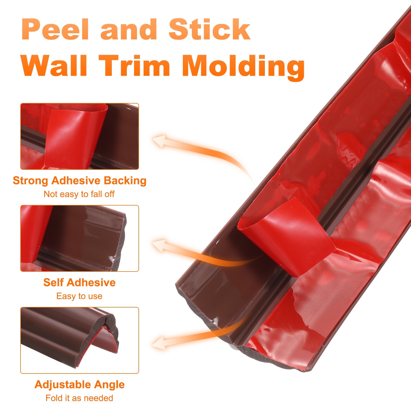 Wall Corner Protector 1.6″ 10FT Self Adhesive Wall Trim Molding, Coffee