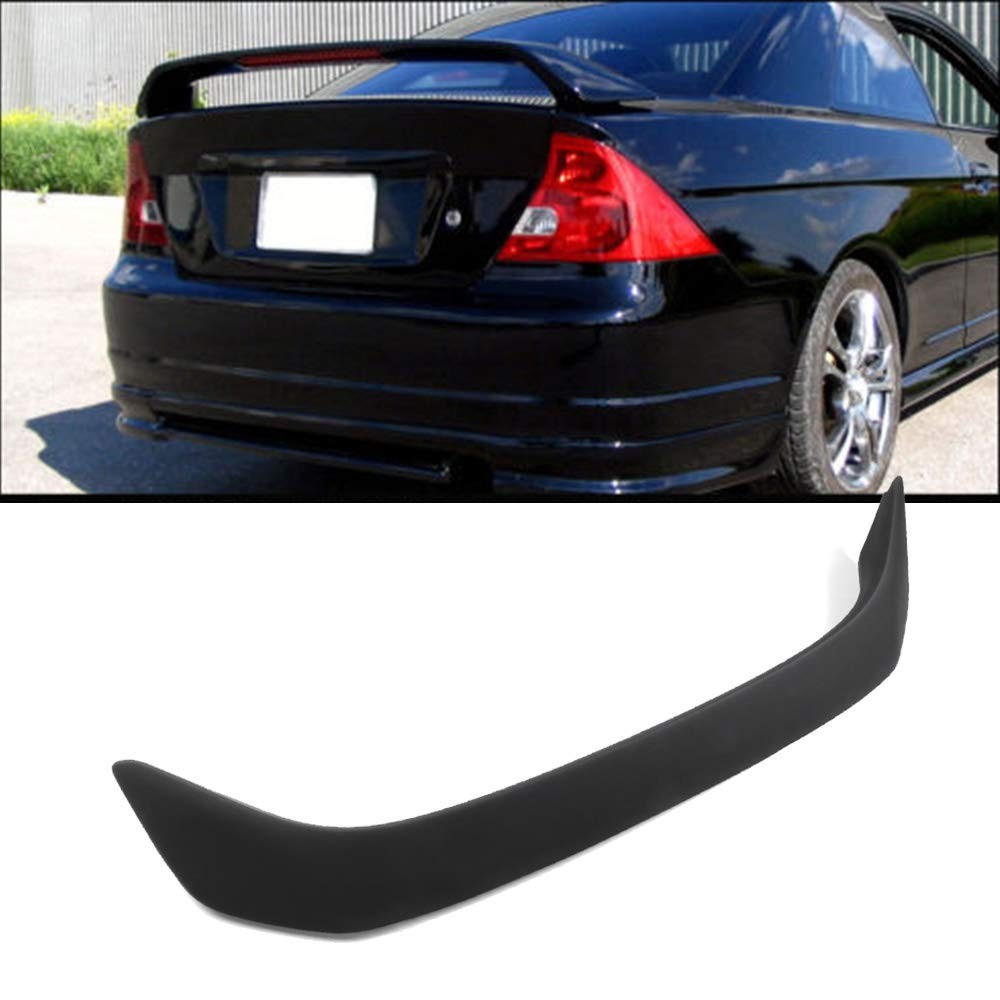 Rear Lip Spoiler LED Brake Light ABS Matte Black 2001-2005 for Honda Civic Coupe