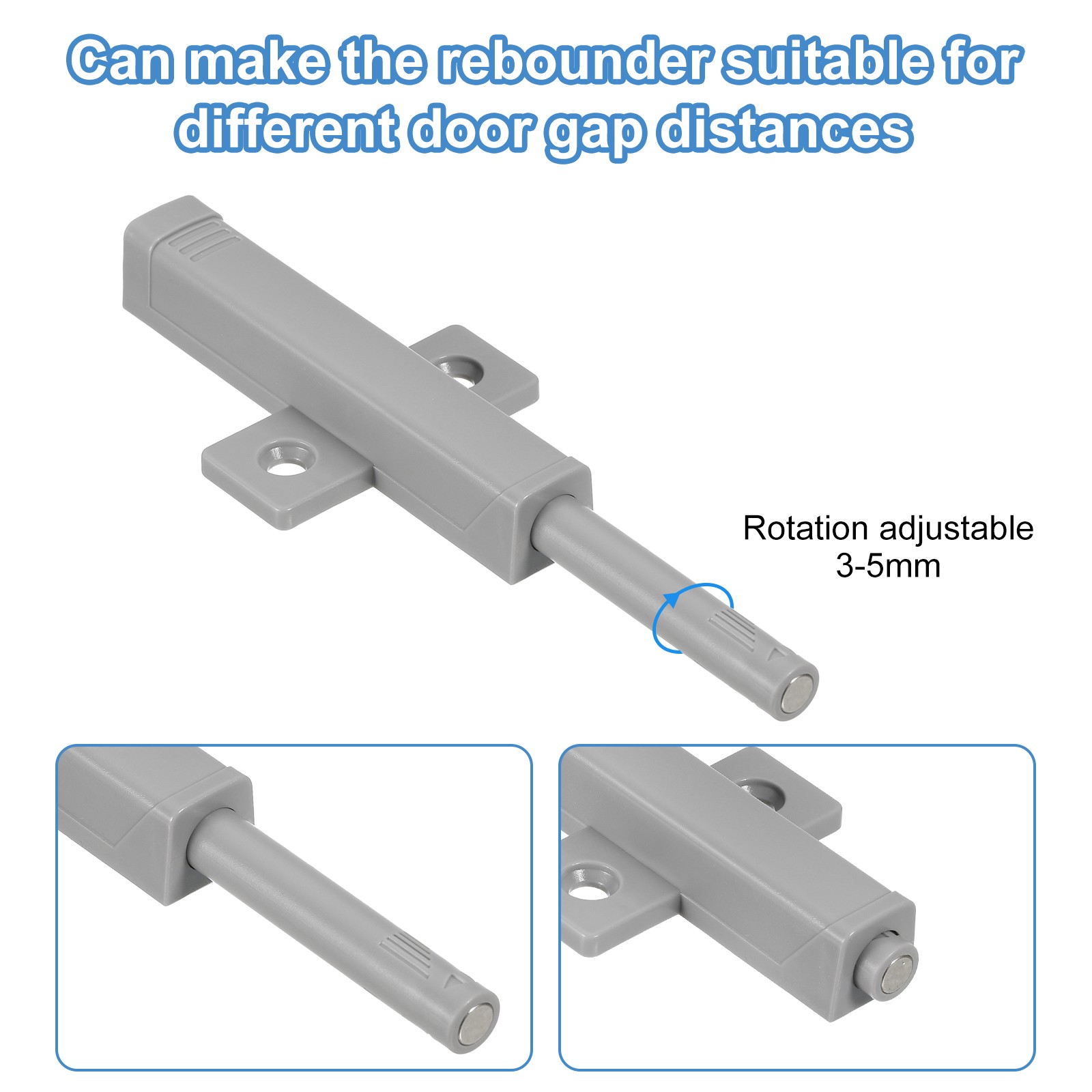 4 Pcs Magnetic Push Latches for Cabinet, 3.66×0.63 Inch Push to Open Latch Grey